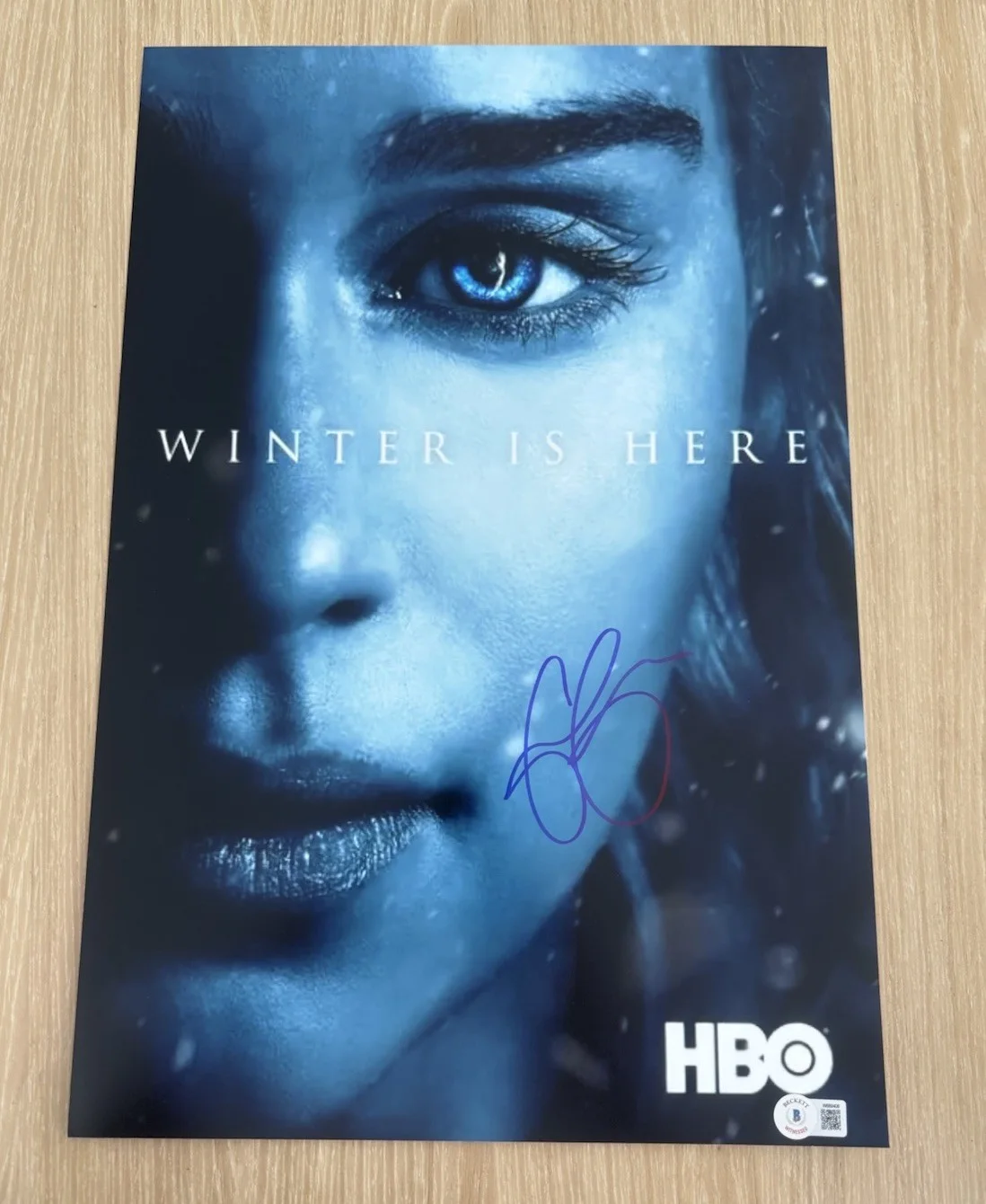 Emilia Clarke — EMILIA CLARKE SIGNED GAME OF THRONES 12X18 PHOTO BECKETT BAS 2