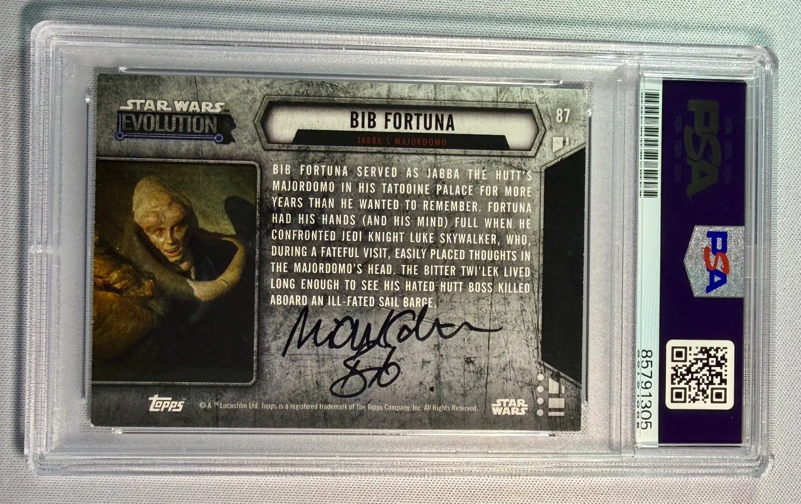 Michael carter — 2016 Topps Star Wars Evolution Michael Carter Bib Signed Auto Card #87 PSA DNA, image 2