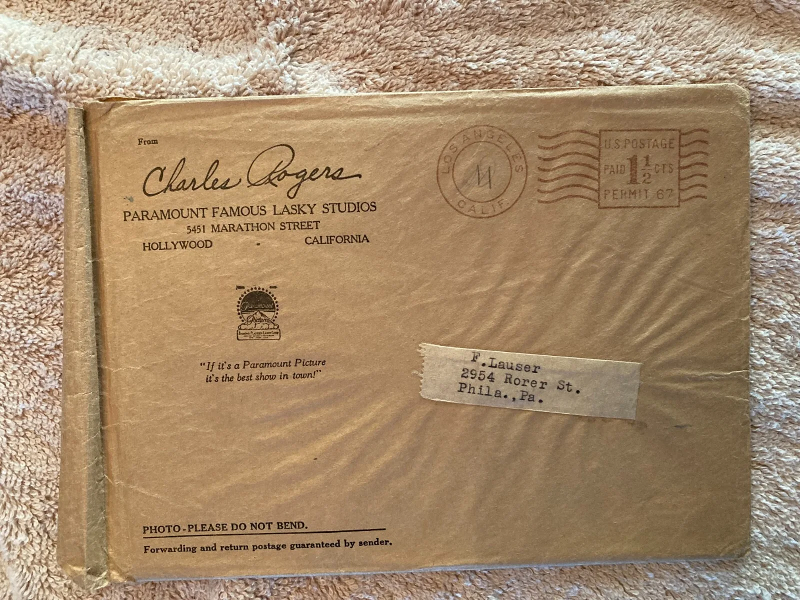 Actor Photo Charles Rogers Original Studio signed Photo w/ Mailer 5x7", изображение 2