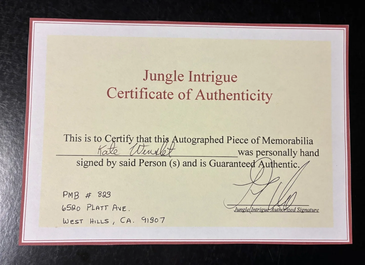 Kate Winslet — Kate Winslet Titanic Autographed Signed 8 x 10 – 1990s Jungle Intrigue COA, изображение 4