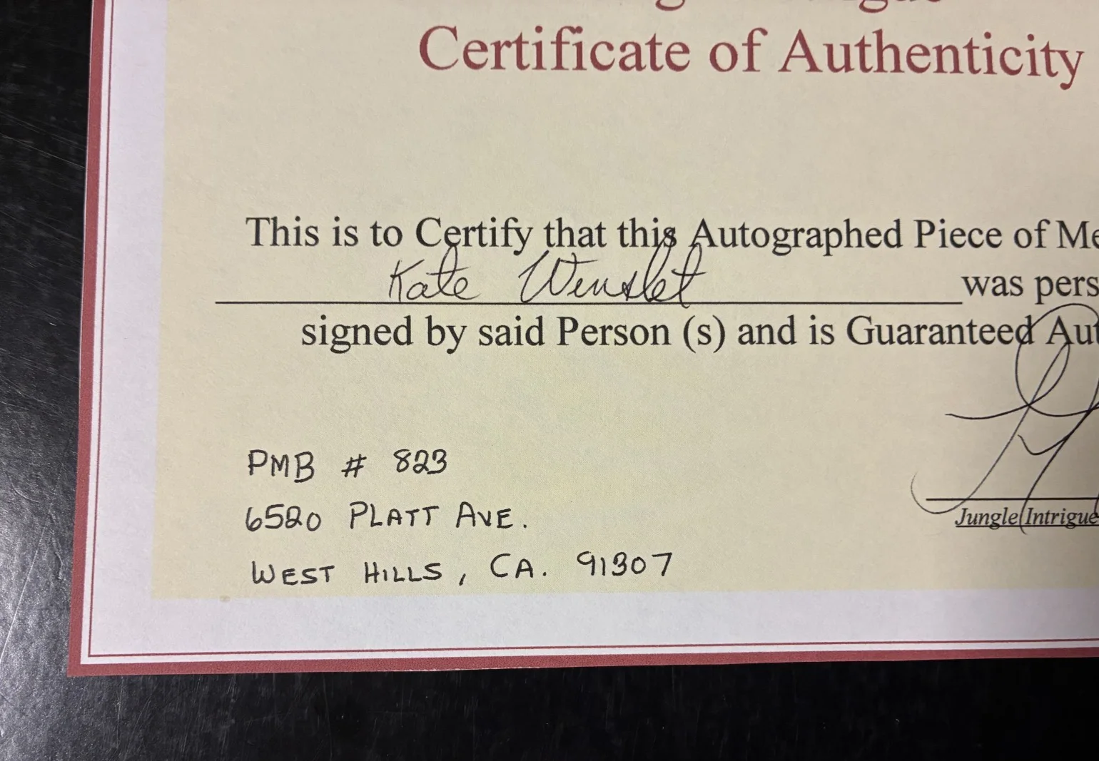 Kate Winslet — Kate Winslet Titanic Autographed Signed 8 x 10 – 1990s Jungle Intrigue COA, изображение 5