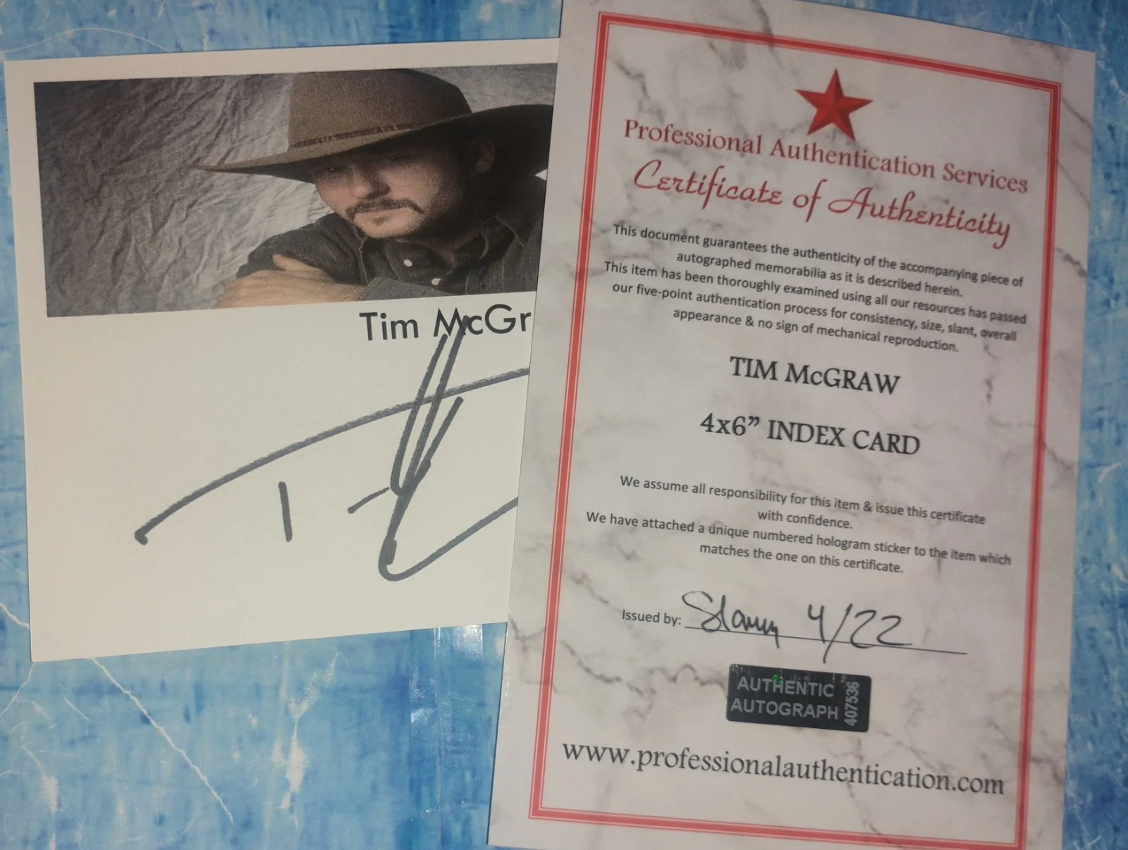 Tim McGraw Hand Signed Autograph COA Index Card NO US TARIFFS, image 4