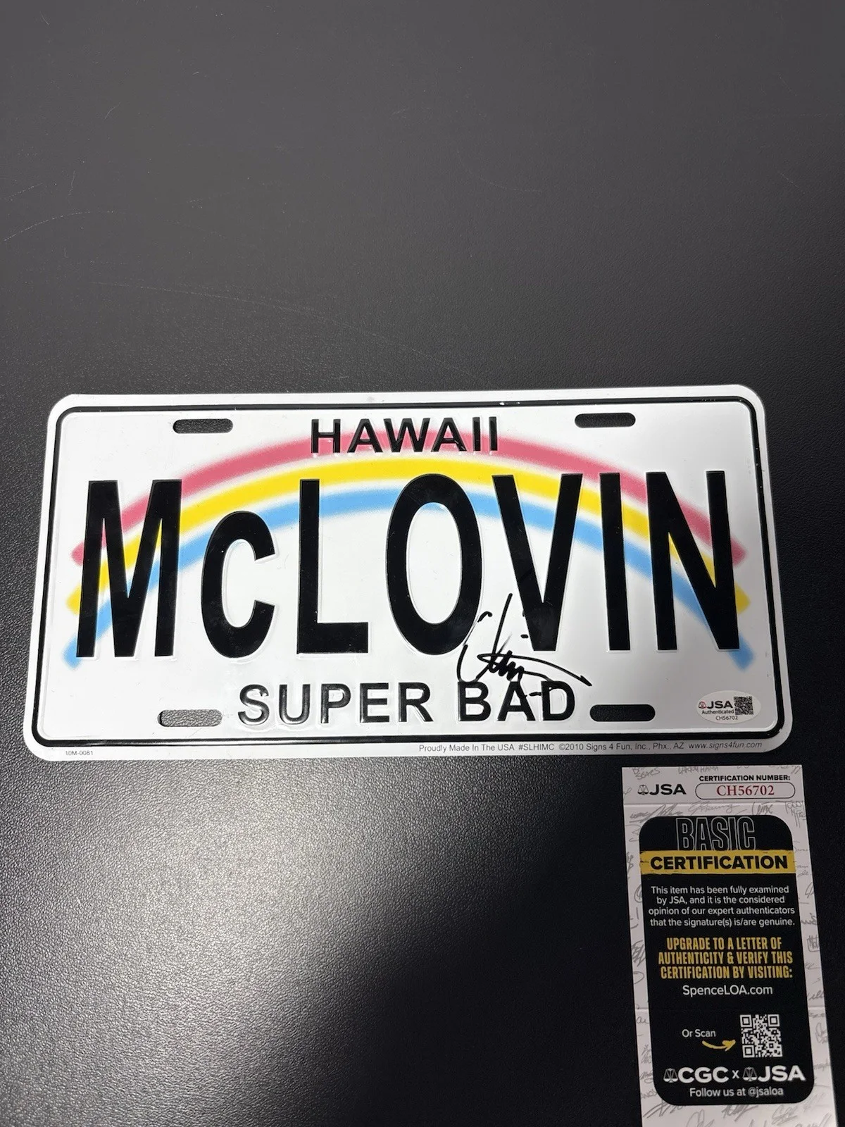 Mclovin — Christopher Mintz-Plasse Signed Mclovin License Plate Autographed Superbad JSA, image 2