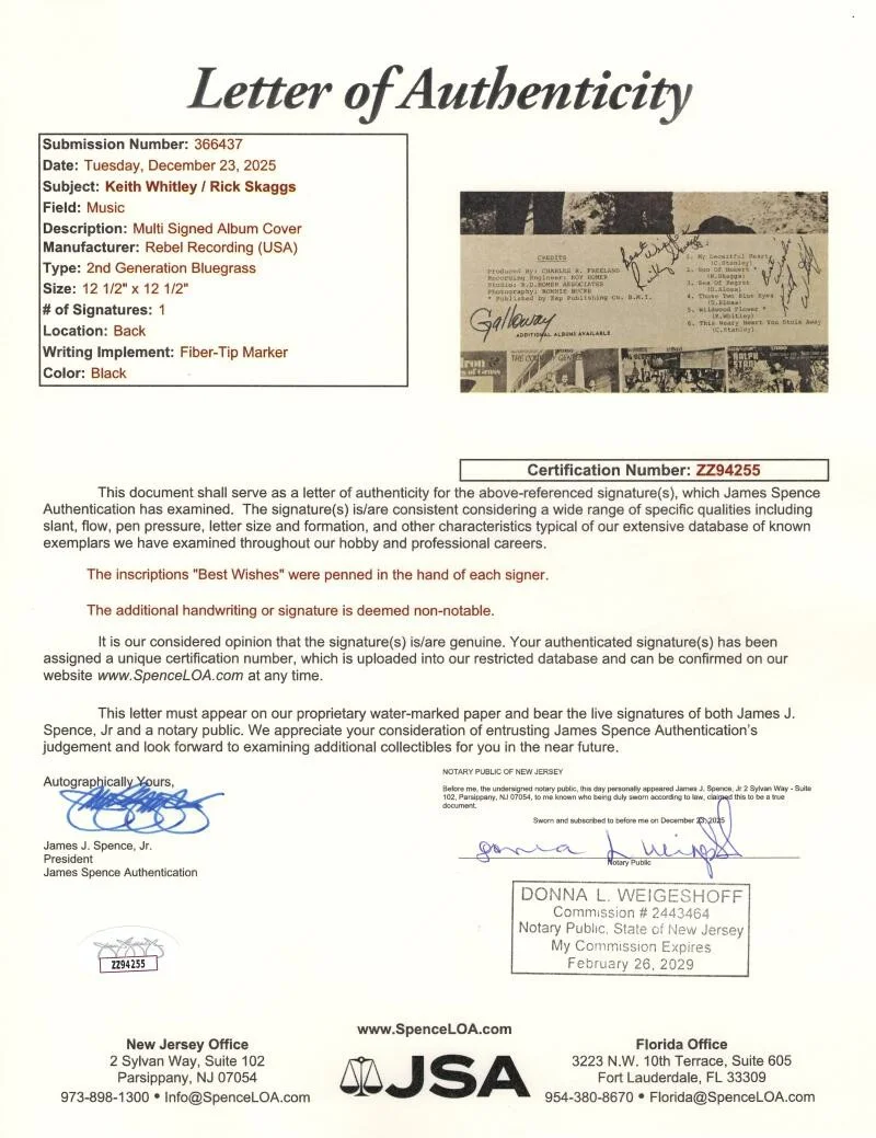 Ricky Skaggs, Keith Whitley — Ricky Skaggs & Keith Whitley Signed Autograph Album Vinyl Record LP w/ JSA COA, image 3