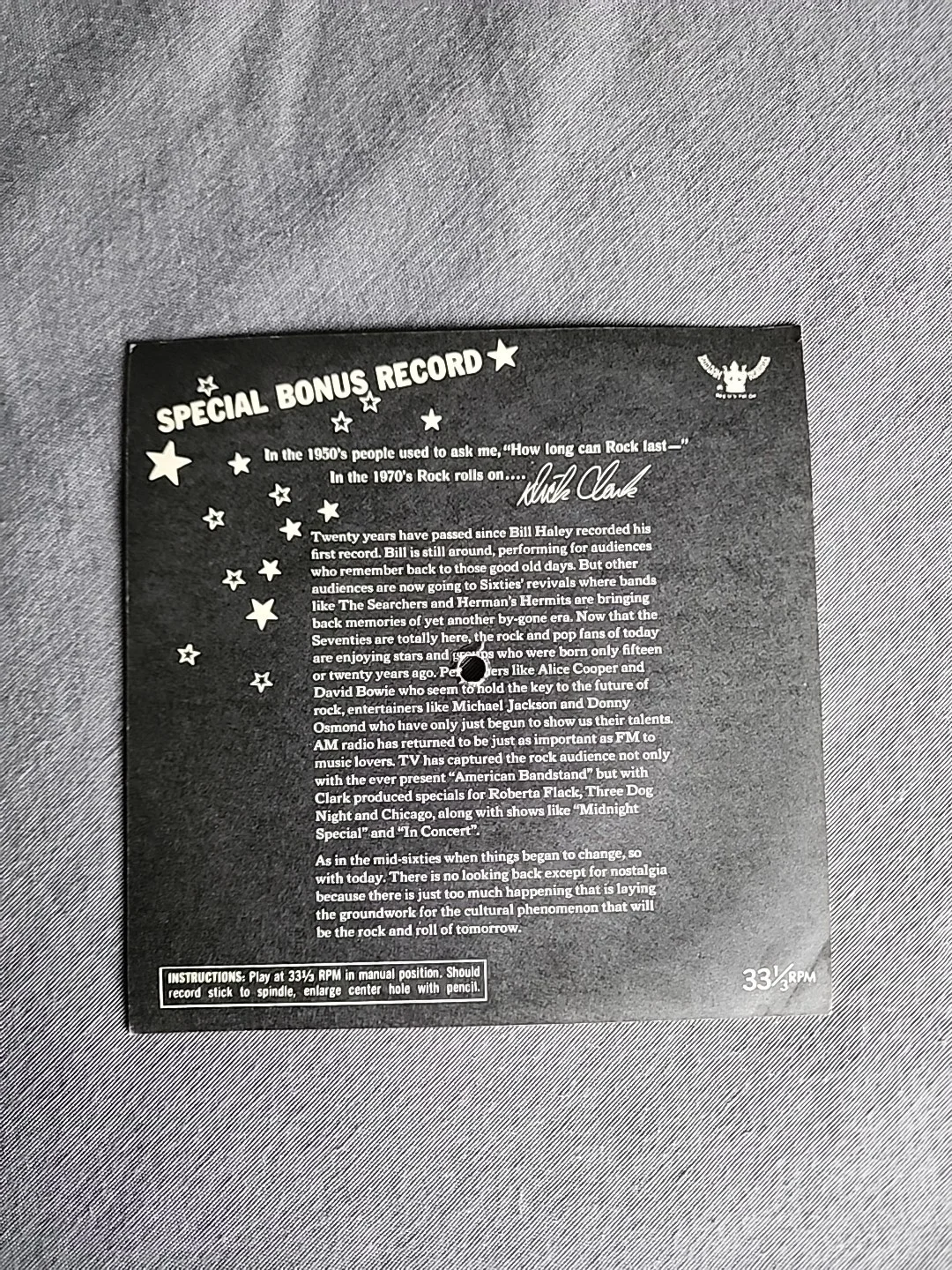 Dick Clark Inside Stories Special Bonus Record 33 1/3rpm Cardbord Buddah Records, изображение 2