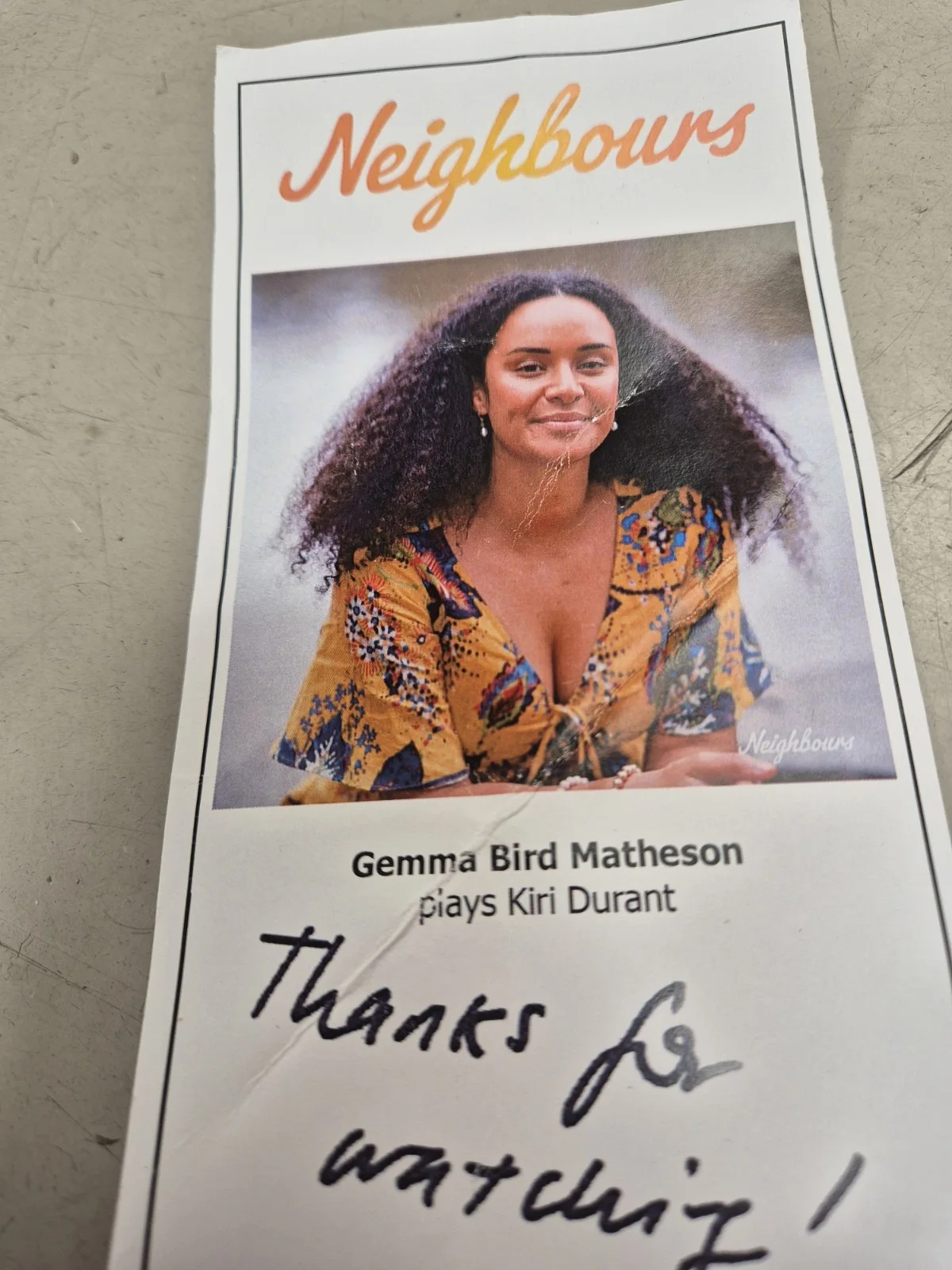 GEMMA BIRD MATHESON AS KIRI DURANT SIGNED 2022 NEIGHBOURS CAST CARD (FINAL CAST), изображение 2