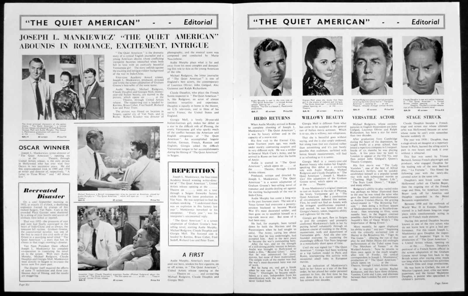 QUIET AMERICAN 1958 Audie Murphy, Michael Redgrave, Claude Dauphin CAMPAIGN BOOK, image 4