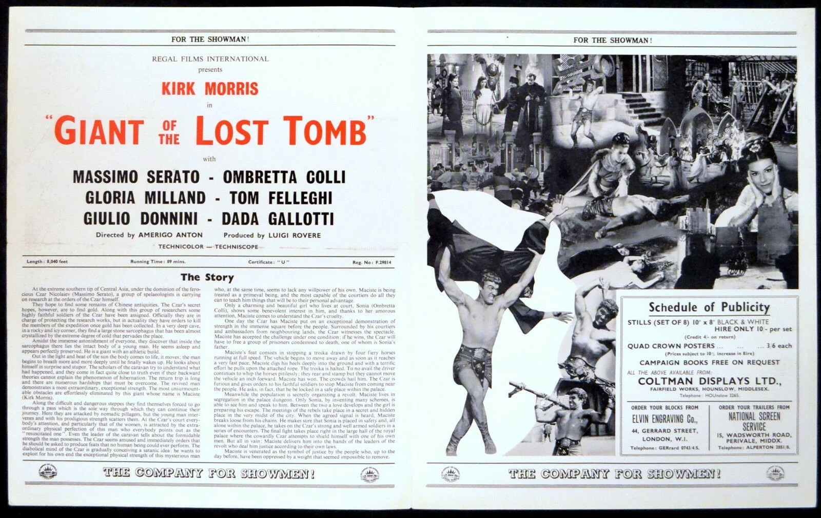 GIANT OF THE LOST TOMB 1964 Kirk Morris, Massimo Serato UK PRESSBOOK, изображение 2