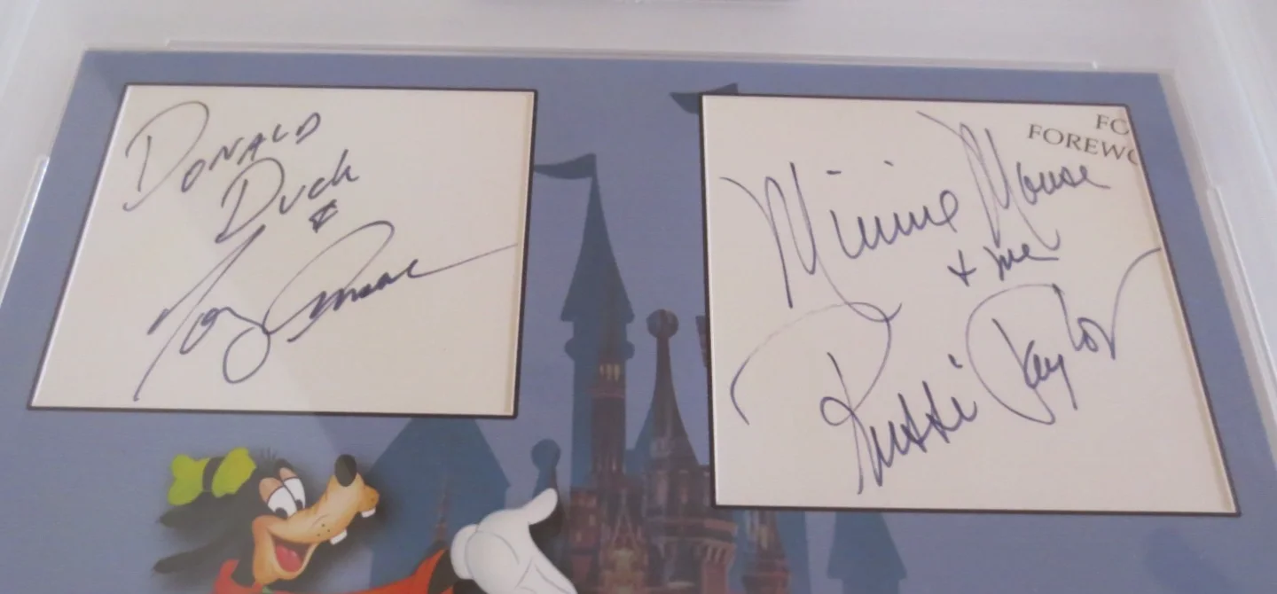 Disney voice actors signed autographed PSA custom 8x10 display Wayne Allwine, image 2