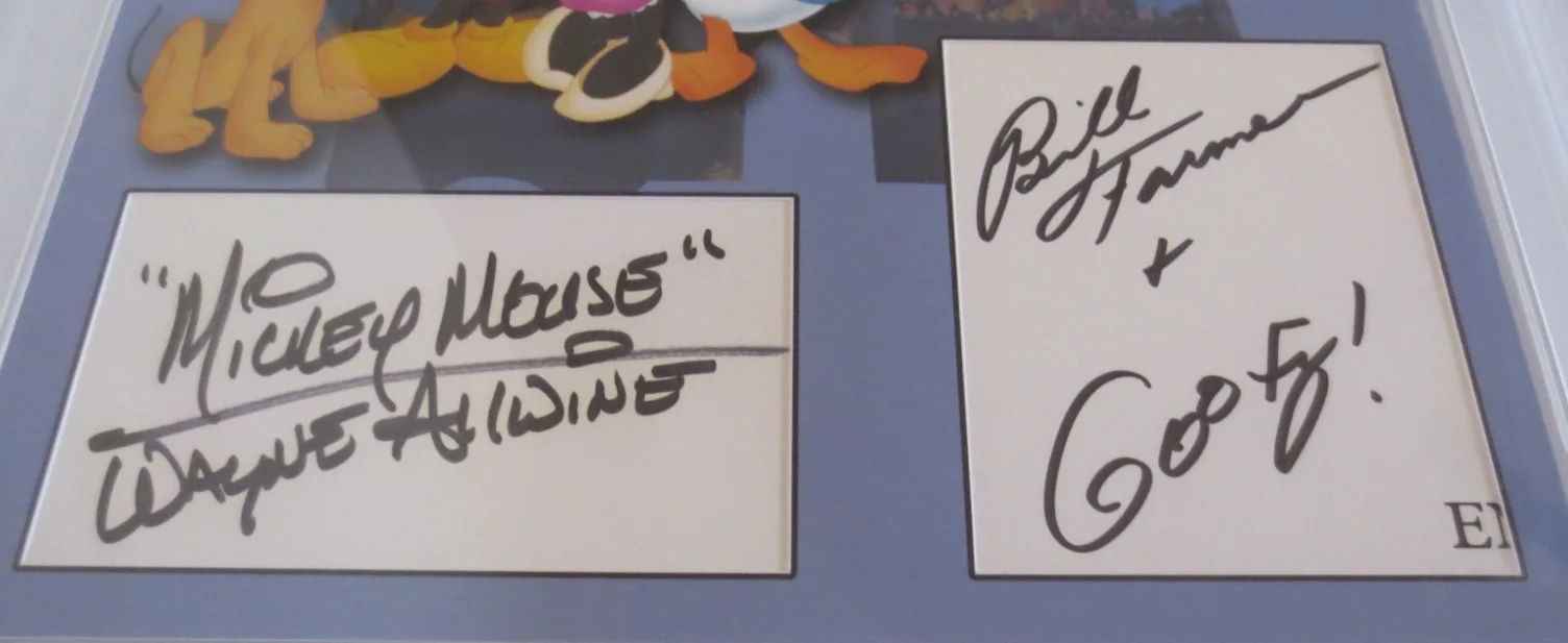 Disney voice actors signed autographed PSA custom 8x10 display Wayne Allwine, image 3