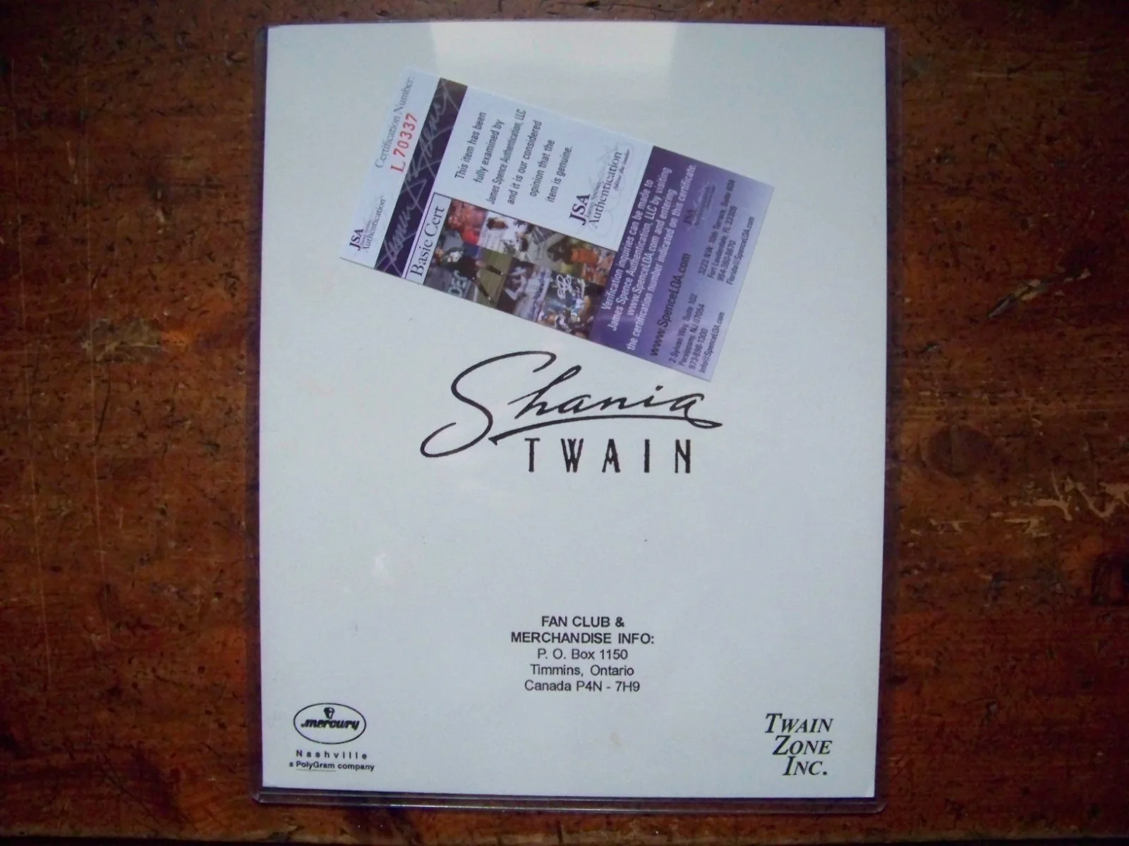 Rare Shania Twain REAL hand SIGNED early 1990's Fan Club Photo JSA COA Mercury, изображение 2