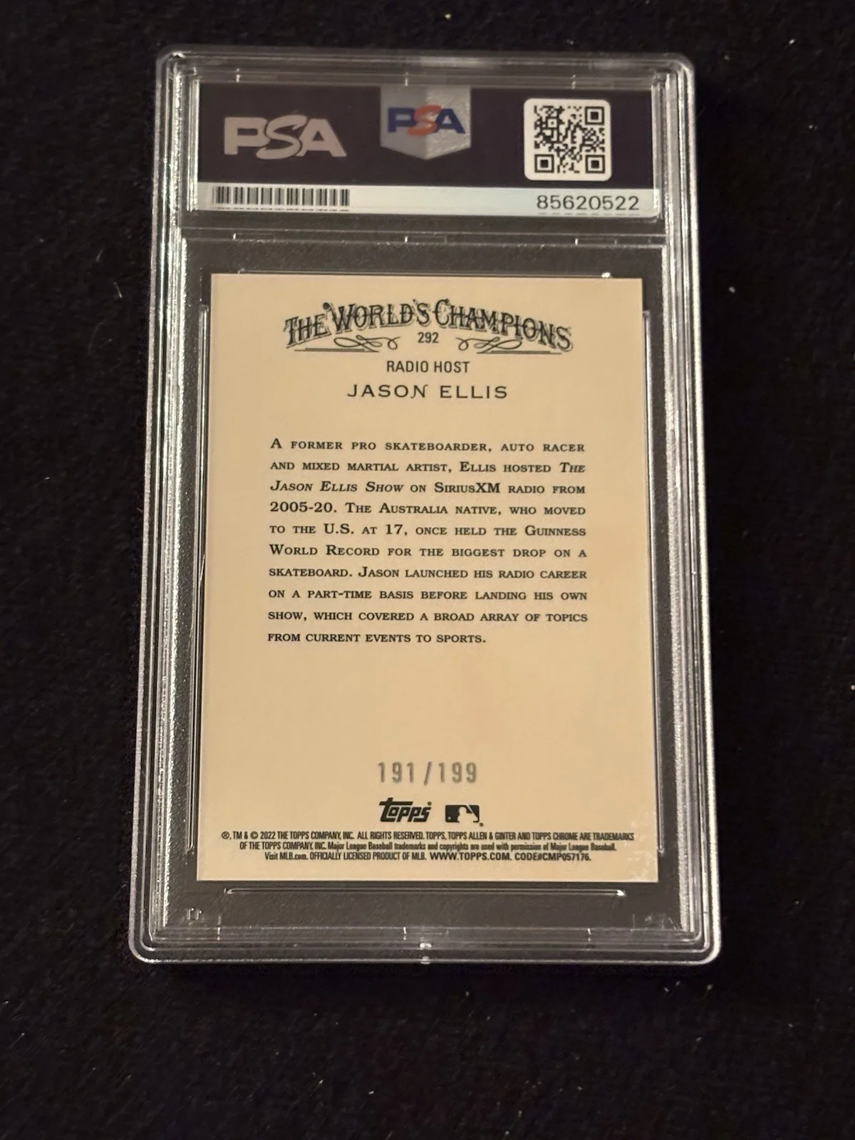 Jason Ellis Auto 2022 Magenta Allen & Ginter 191/199 Radio Host MMA Racing PSA, изображение 2