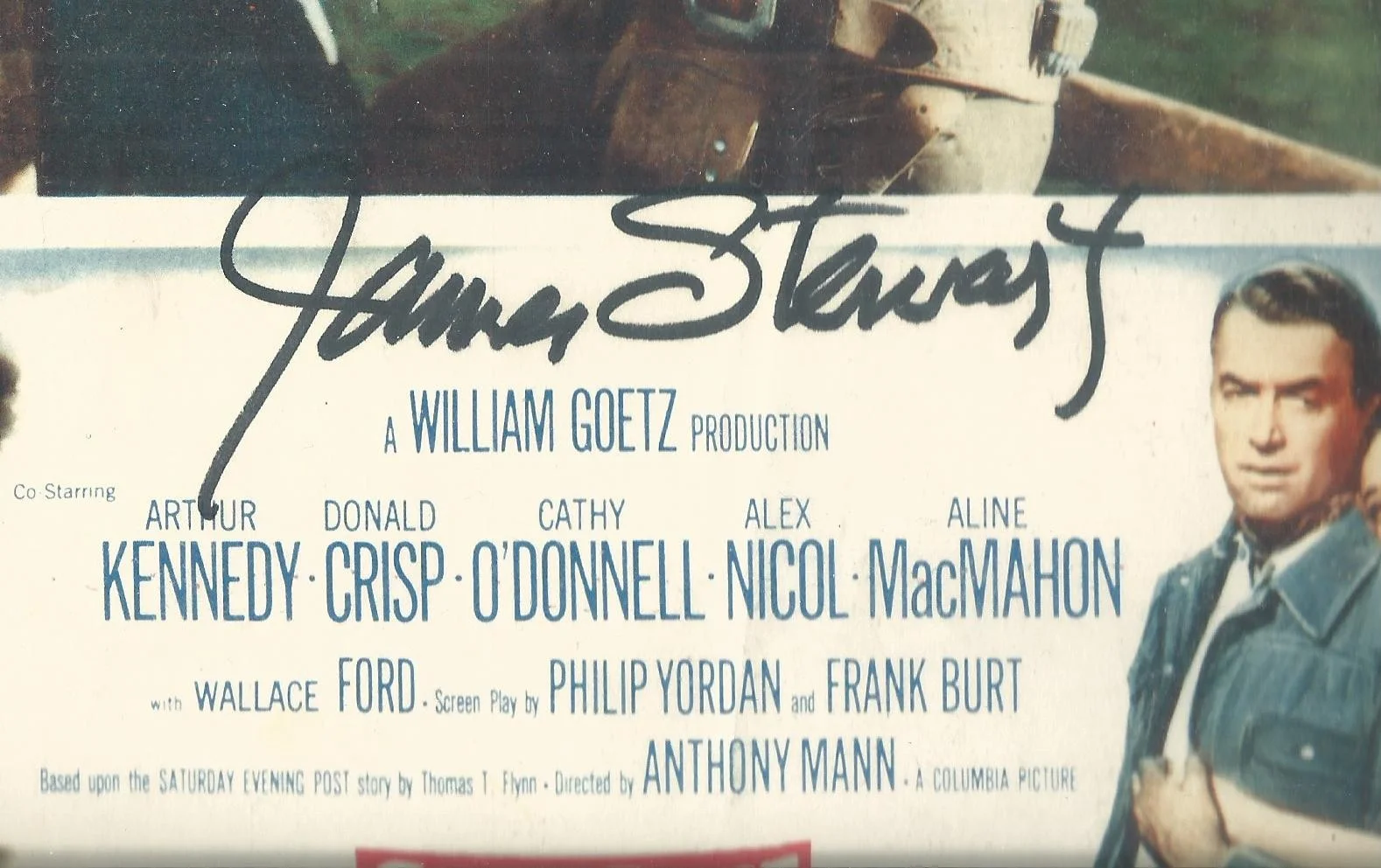 JAMES STEWART MAN FROM LARAMIE ORIGINAL & VINTAGE 1955 SIGN AUTOGRAPH LOBBY CARD, изображение 2