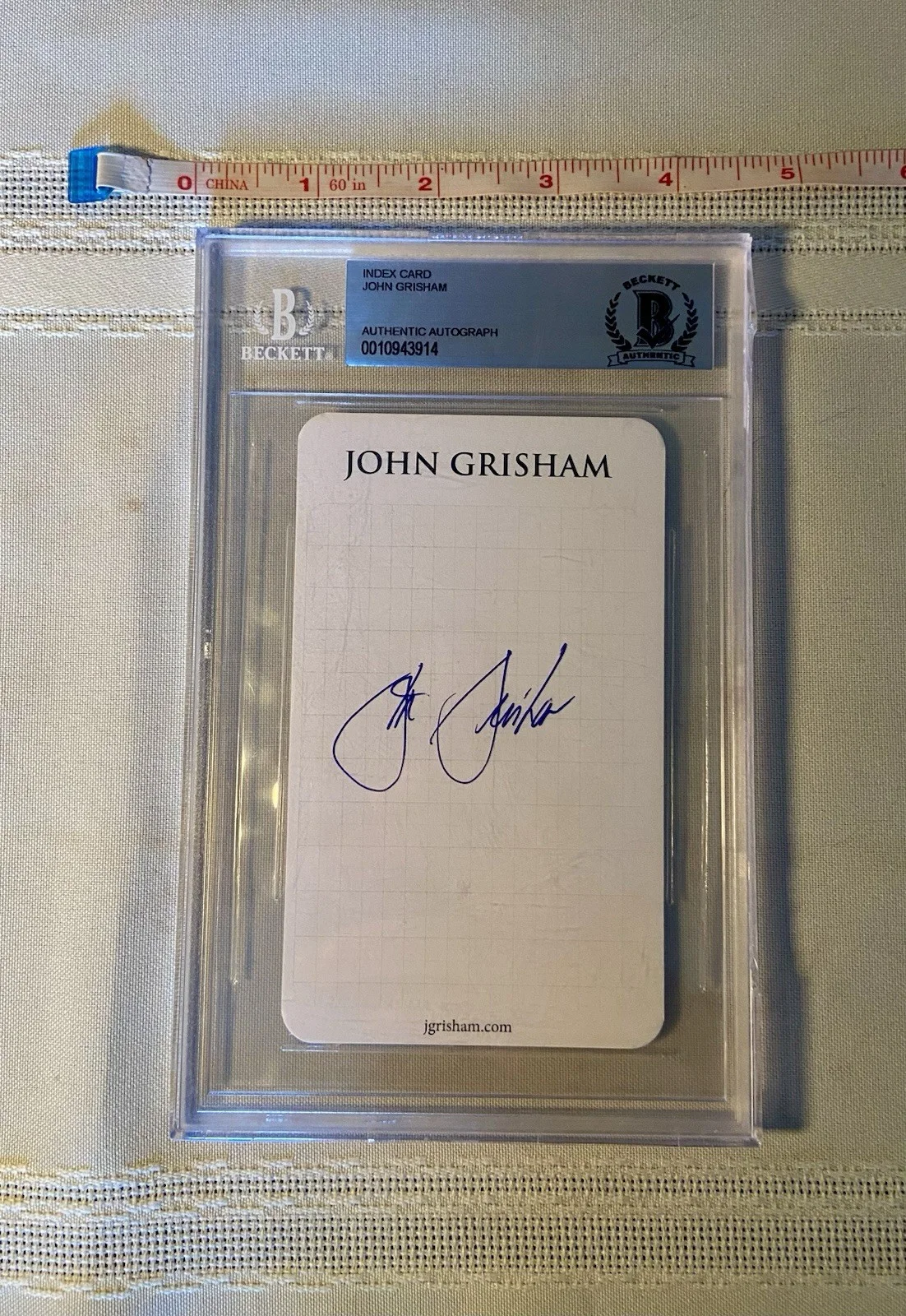 John Grisham — John Grisham Signed Index Card - BAS COA - Author “The Firm” & “A Time to Kill”