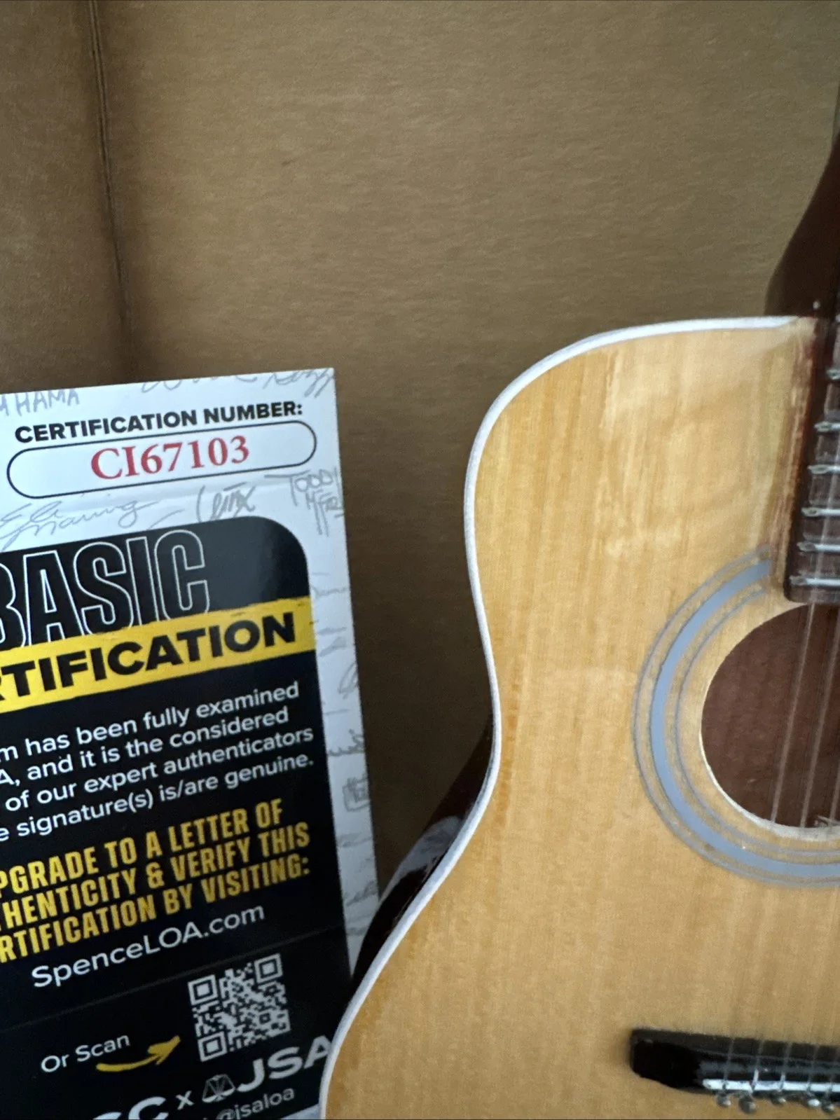 RILEY GREEN Autographed Signed AXE HEAVEN Acoustic Miniature Guitar JSA Country, изображение 3
