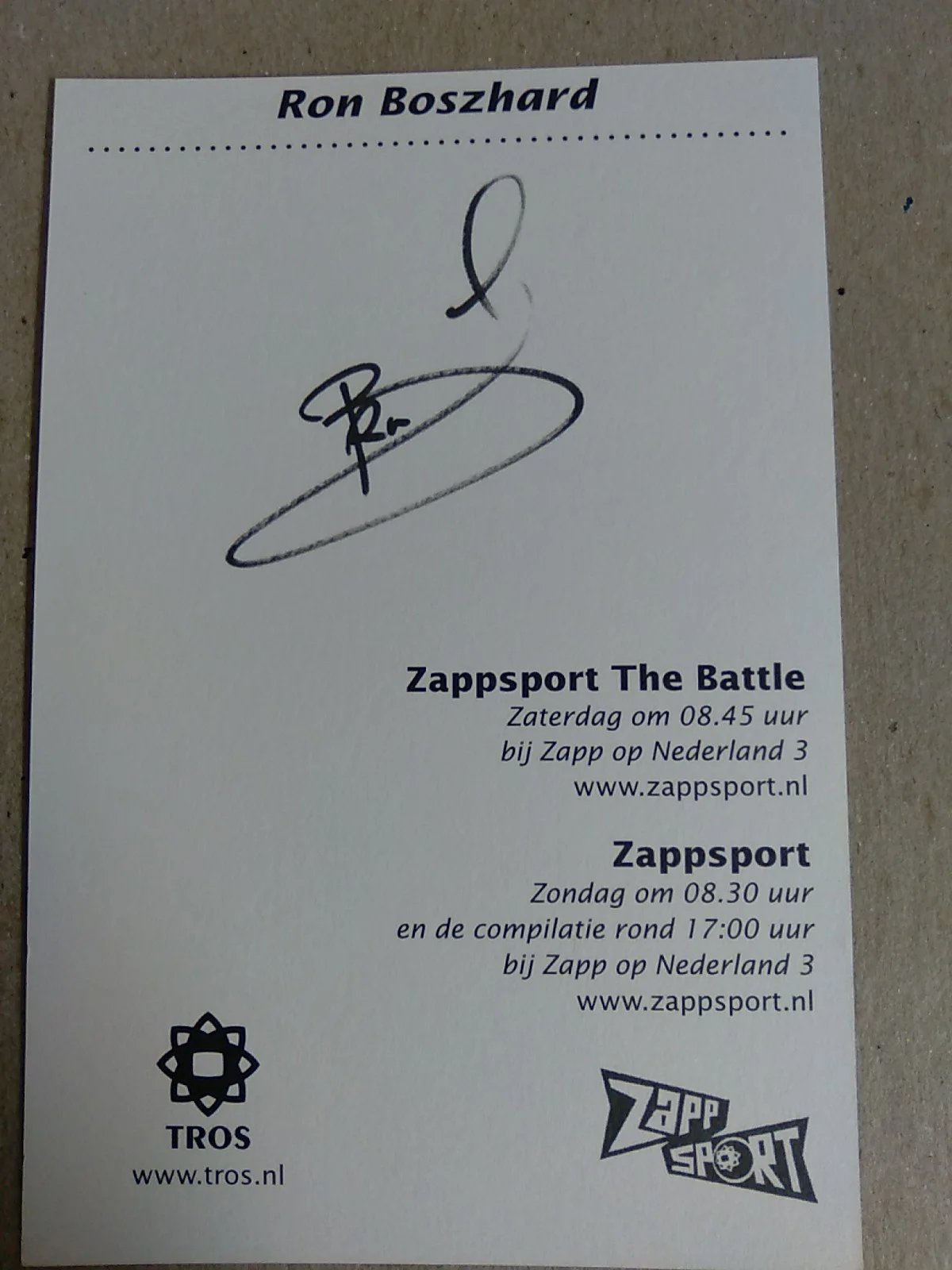Ron Boszhard Dutch Television Presenter Signed Autograph 6x4in Flyer, image 3
