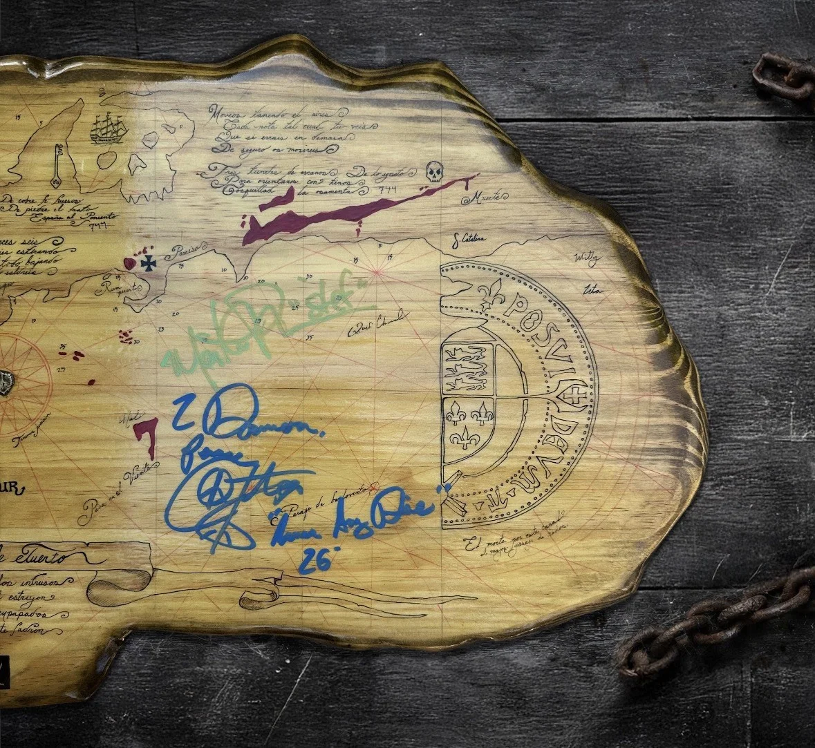 Custom Wood Art - The Goonies Signed Inspired Treasure Map One Eyed Willie COA, изображение 4