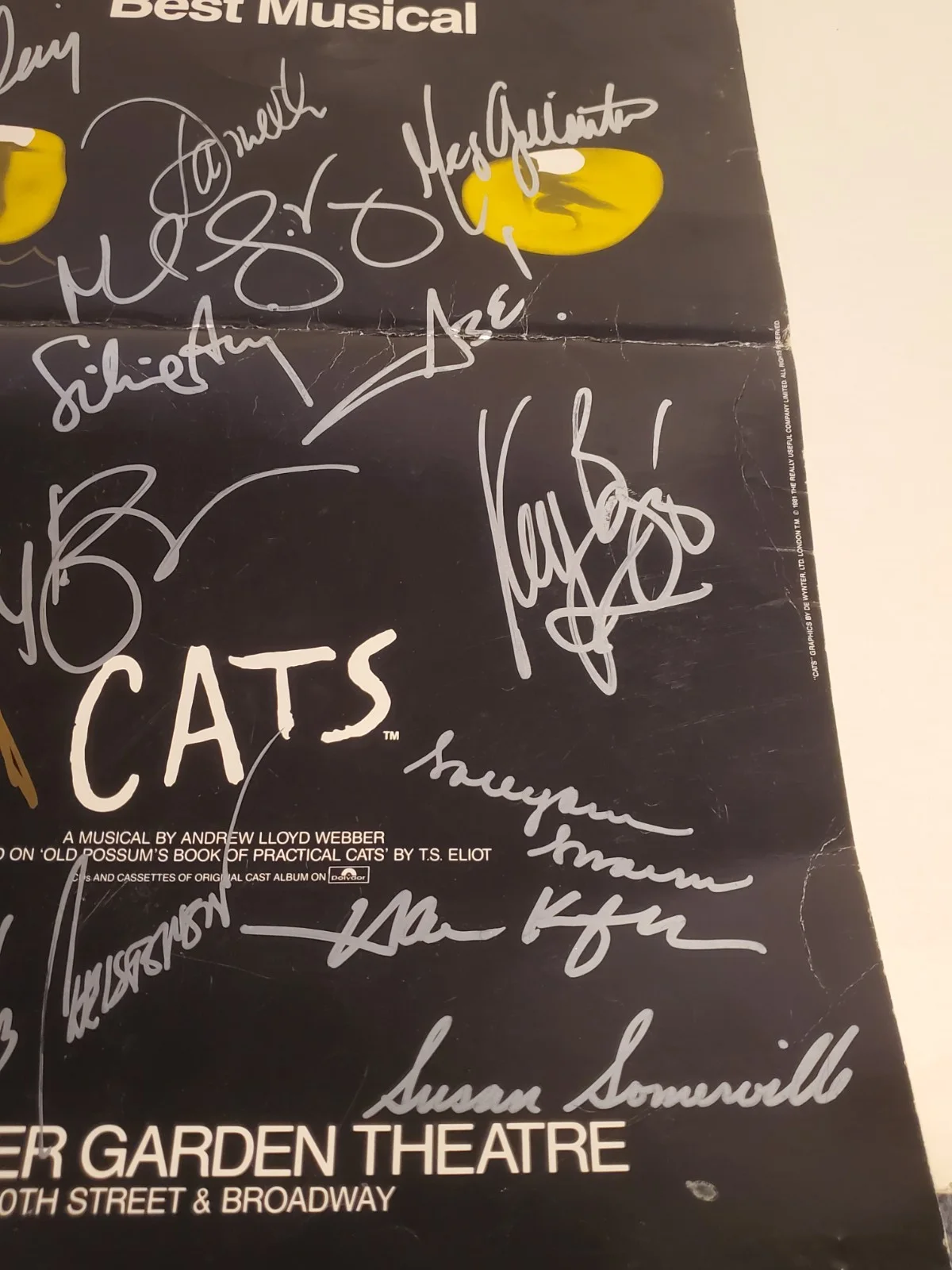 VINTAGE CATS ON BROADWAY WINTER DARDEN THEATER SIGNED CAST POSTER 1981 *READ*, изображение 4
