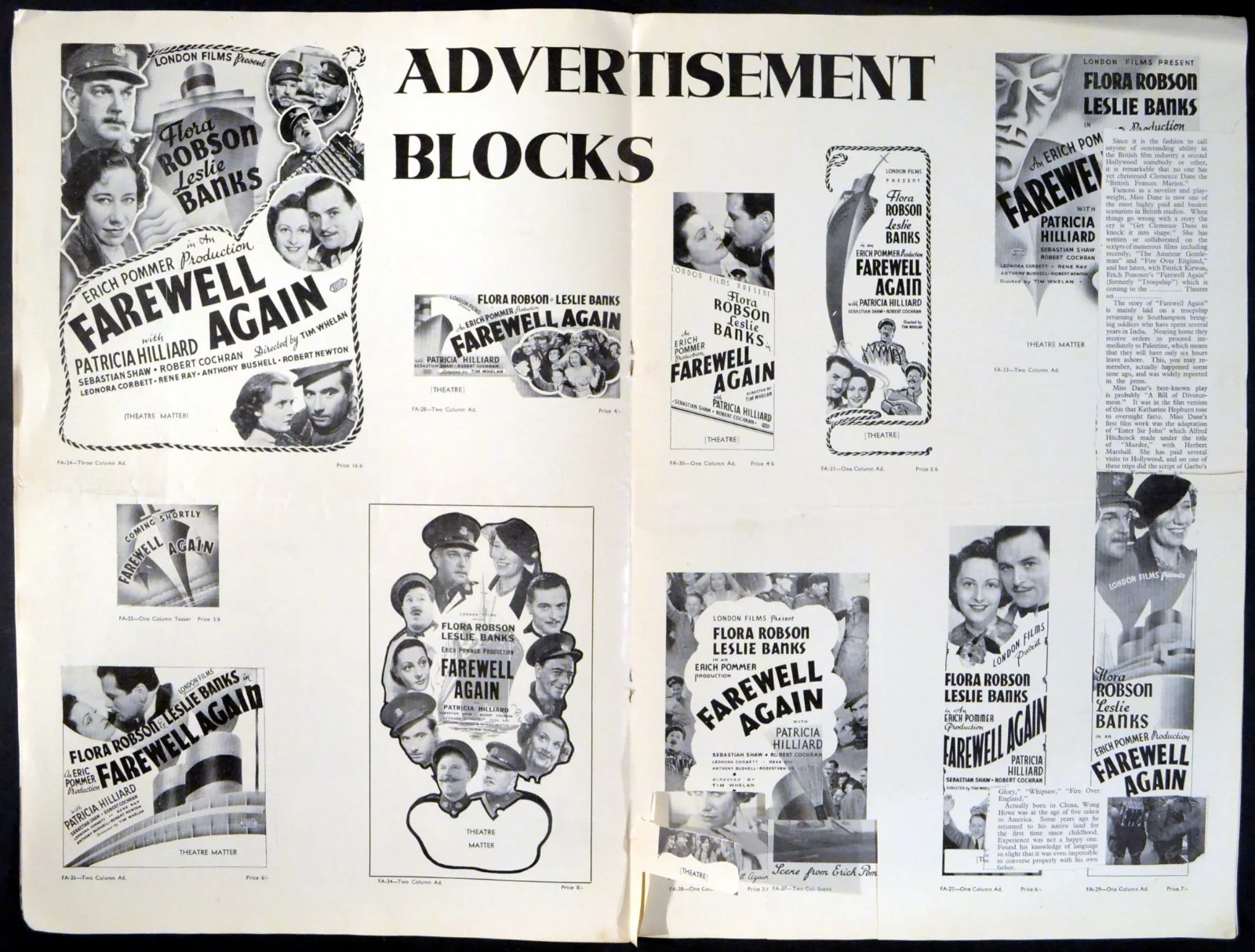 FAREWELL AGAIN 1937 Flora Robson, Leslie Banks, Robert Newton UK PRESSBOOK, изображение 5
