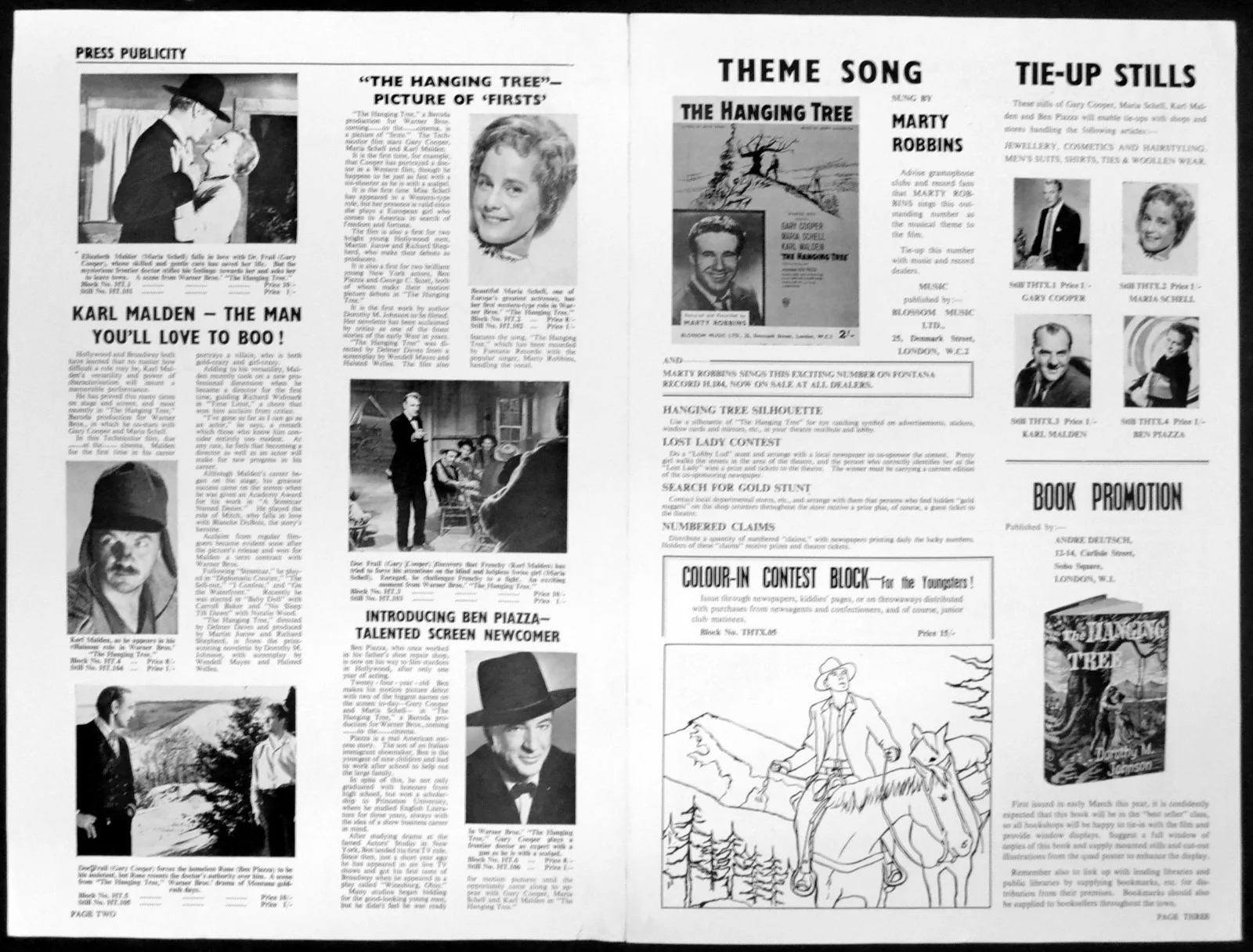 HANGING TREE 1959 Gary Cooper, Maria Schell, Karl Malden UK CAMPAIGN BOOK, изображение 2