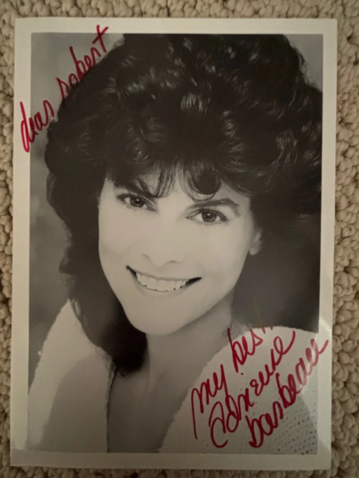 Adrienne Barbeau — Adrienne Barbeau – Signed (5” x 7”) Autographed black and white photo
