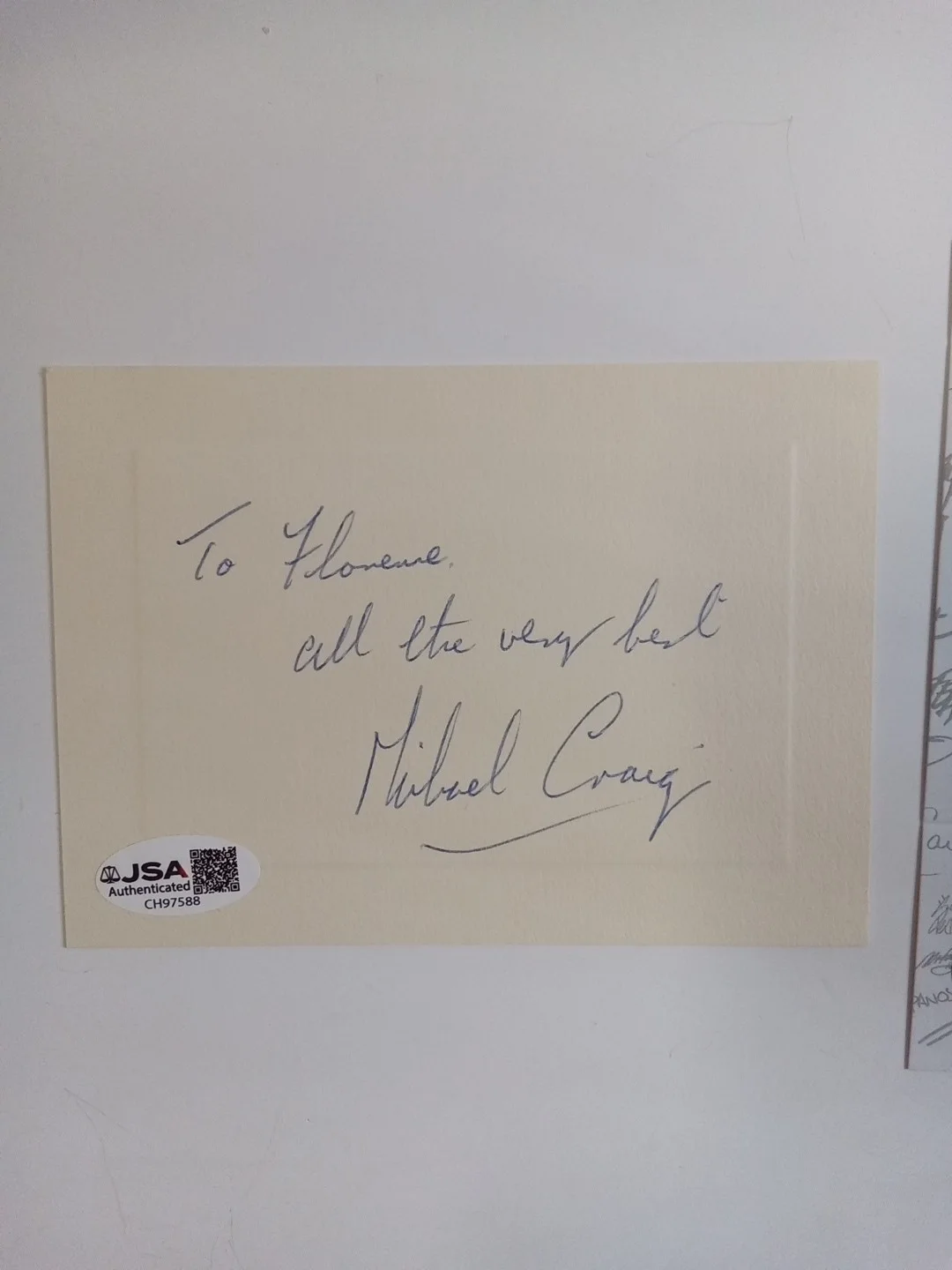 Michael Craig Signed White Card JSA Authenticated British Actor Doctor Who, image 2
