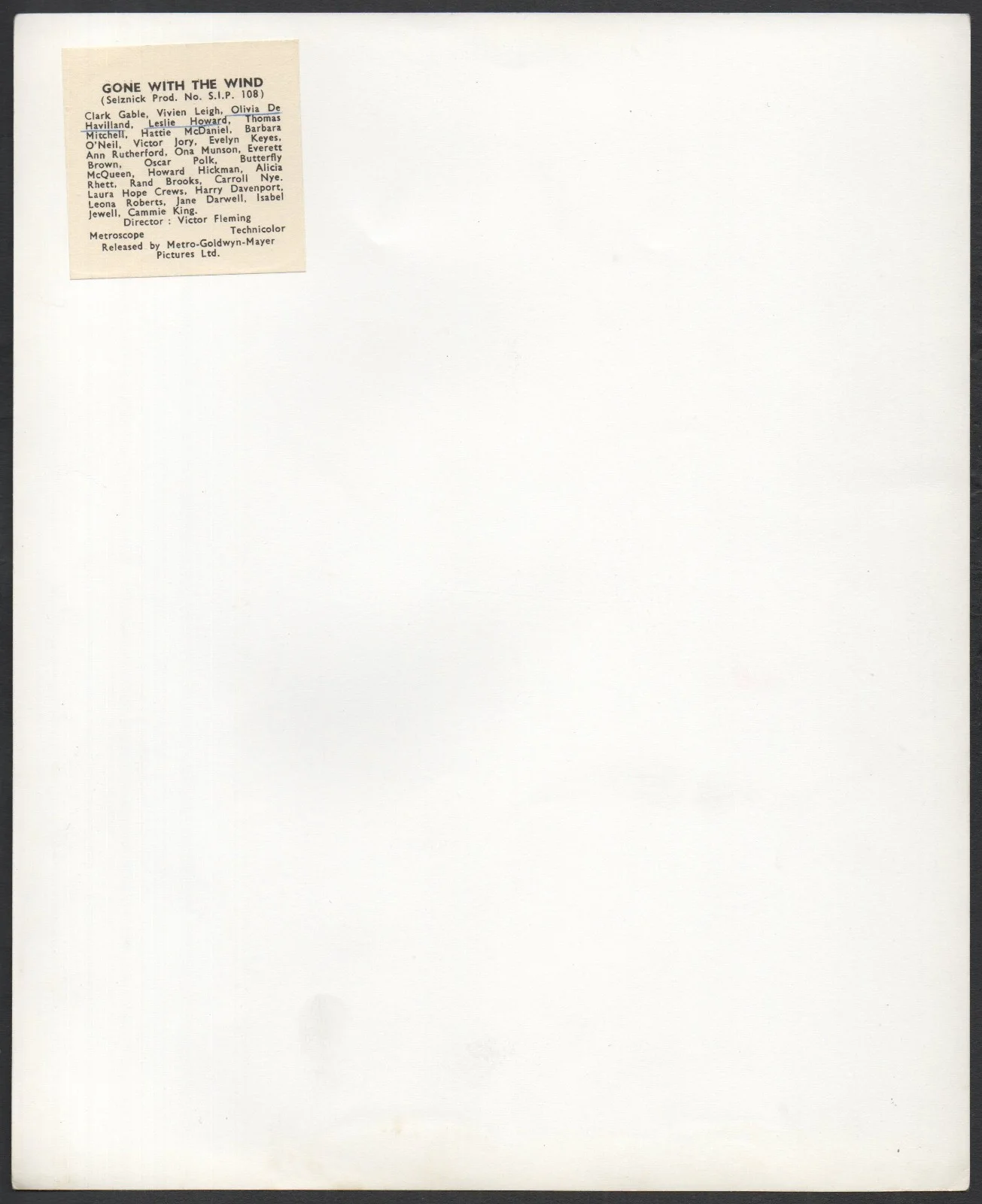 GONE WITH THE WIND 1939 Leslie Howard, Olivia de Havilland 10x8 STILL, image 2