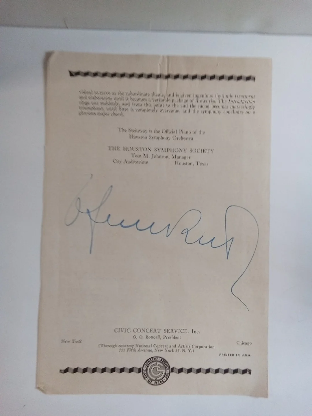 Ania Dorfman & Efrem Kurtz Signed Concert Program JSA Pianist Conductor, изображение 4