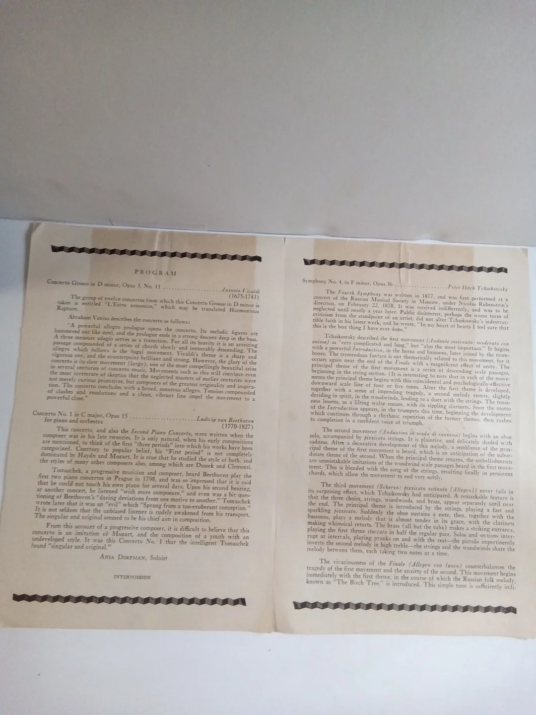 Ania Dorfman & Efrem Kurtz Signed Concert Program JSA Pianist Conductor, изображение 5
