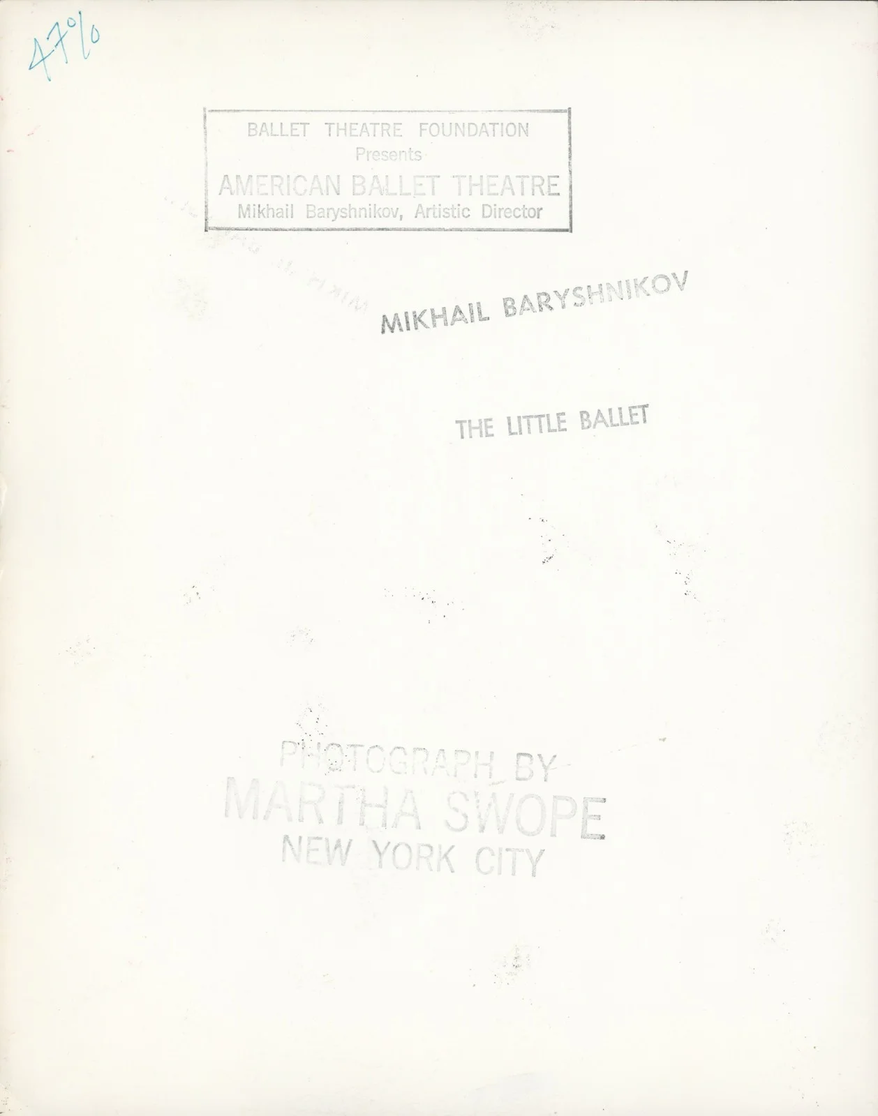 Baryshnikov, Mikhail. (b. 1948) "The Little Ballet" - Signed SWOPE Photograph, изображение 2