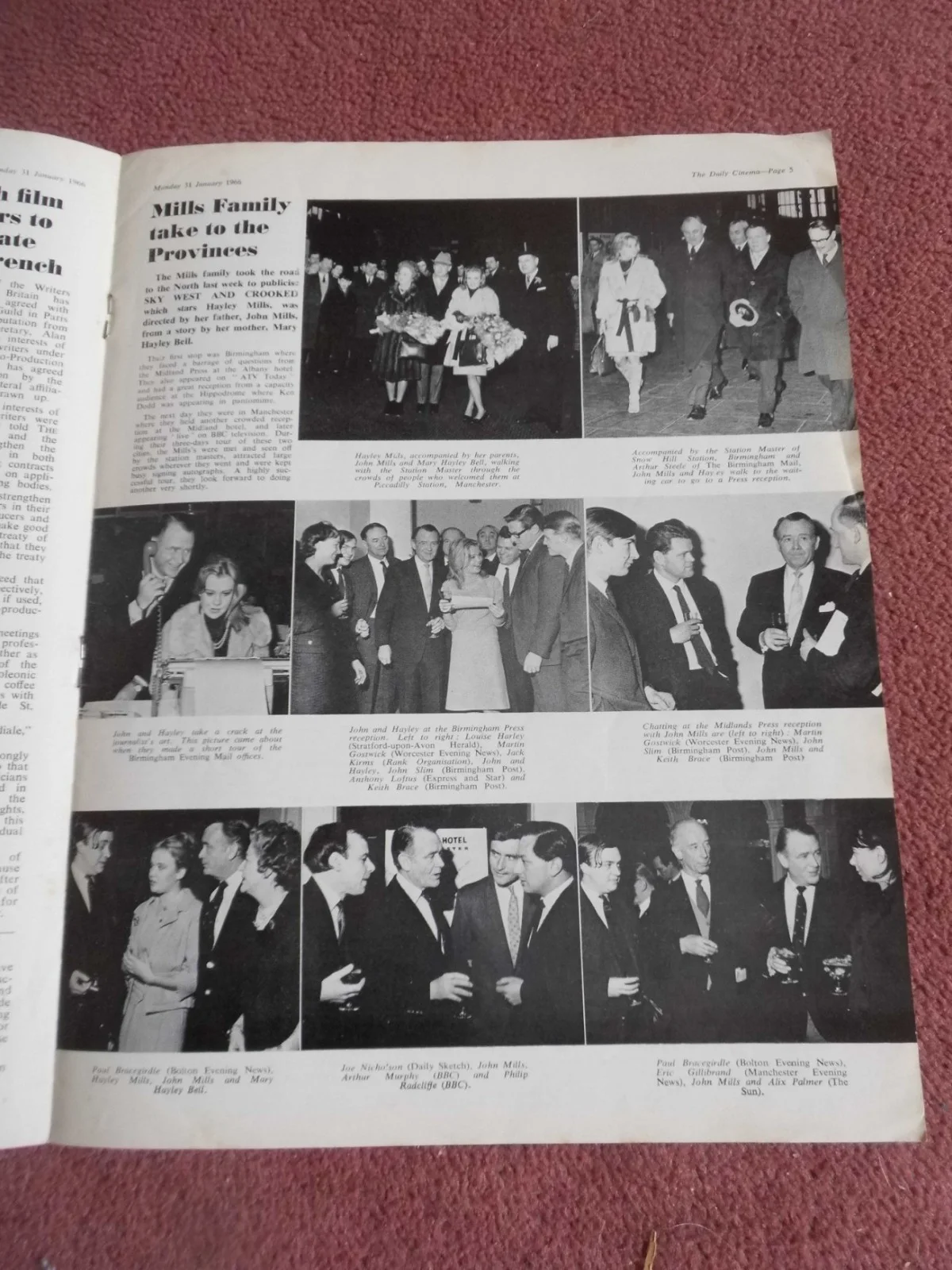 HAYLEY MILLS in 1966 UK trade mag DAILY CINEMA, image 2