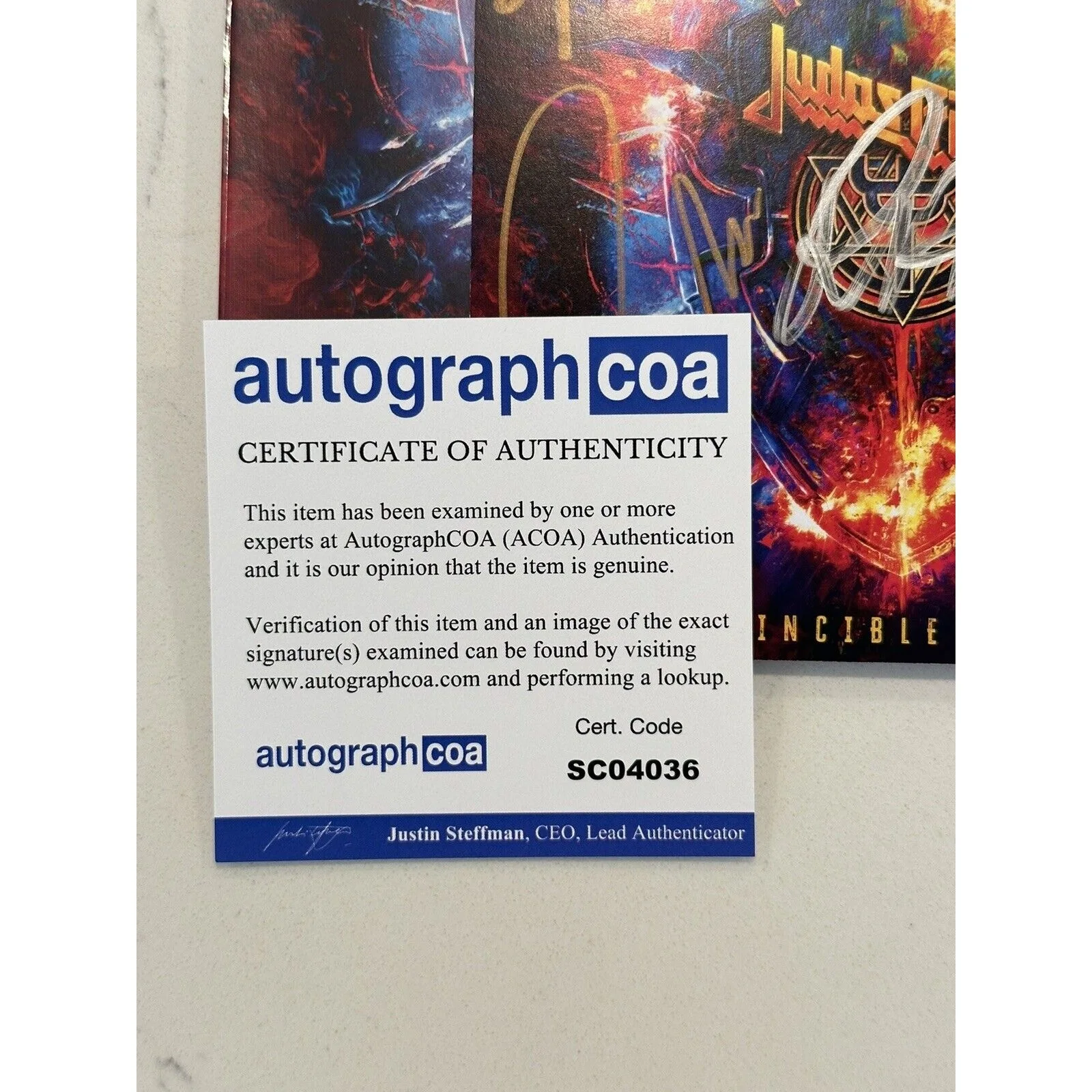 Judas Priest Invincible Shield SIGNED CD Art Card COA ACOA AUTOGRAPHED NEW #2, image 2