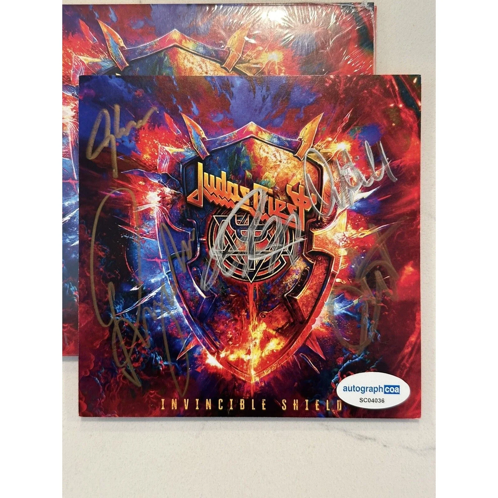 Judas Priest Invincible Shield SIGNED CD Art Card COA ACOA AUTOGRAPHED NEW #2, image 3