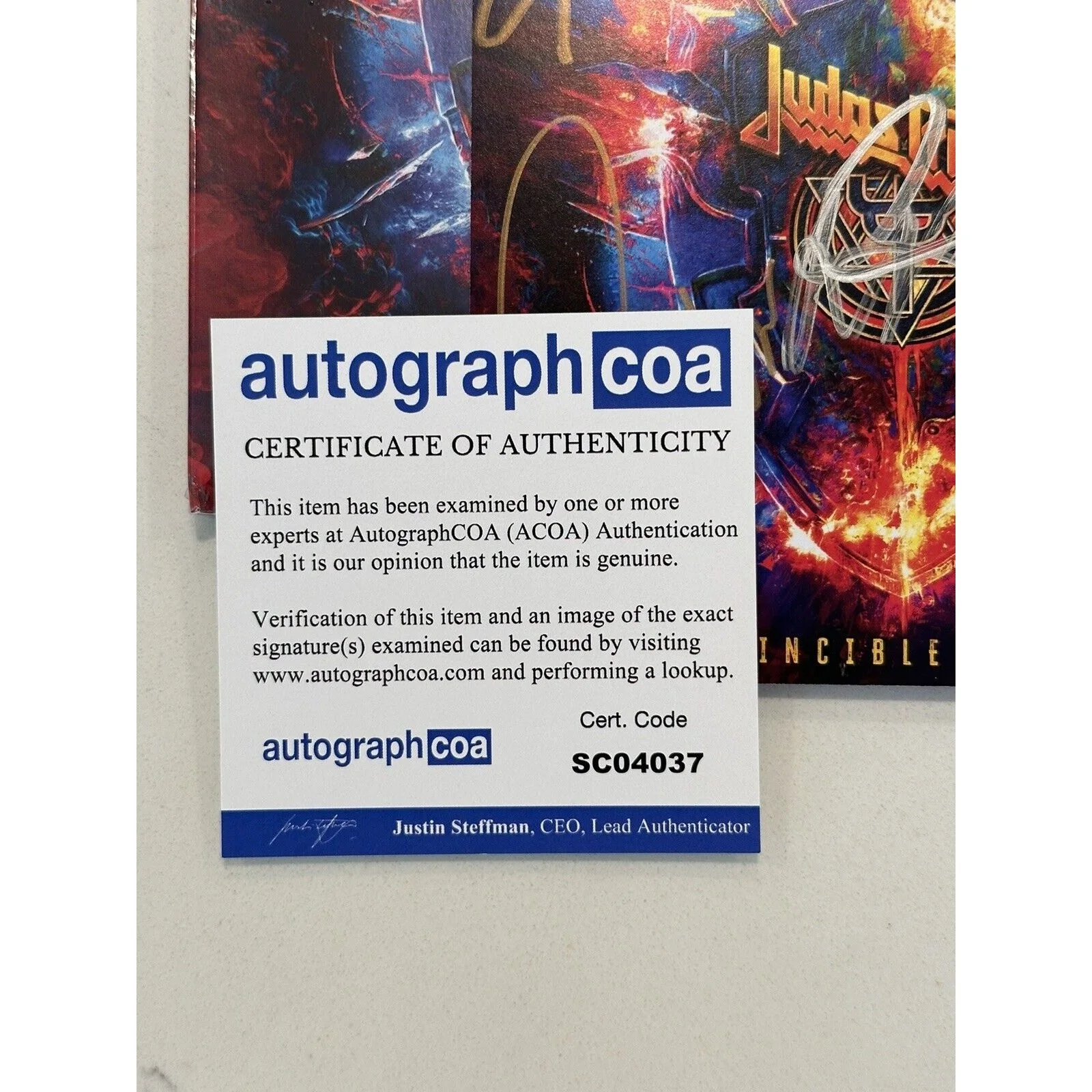 Judas Priest Invincible Shield SIGNED CD Art Card COA ACOA AUTOGRAPHED NEW #1, image 2