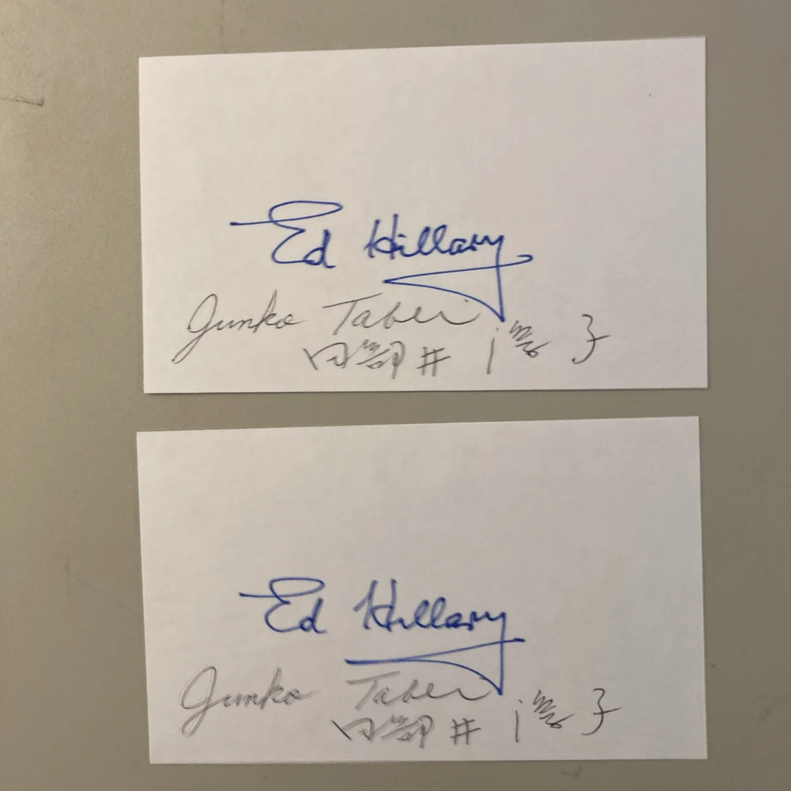 Ed Hillary @Junko Tabei signed 3x5 cards 2 for 1 price with proof-COA/Rare /Look, изображение 2
