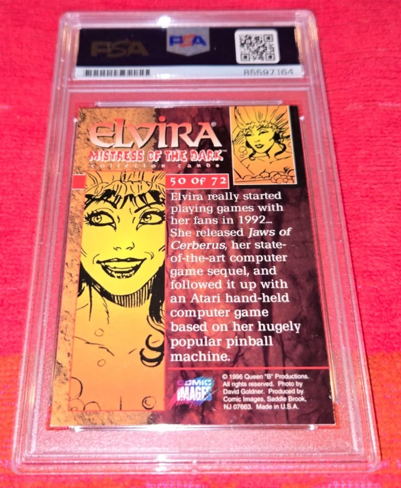 ELVIRA MISTRESS OF THE DARK — ELVIRA MISTRESS OF THE DARK AUTOGRAPHED CARD PSA / DNA AUTHENTIC GRADED PSA 9, image 3