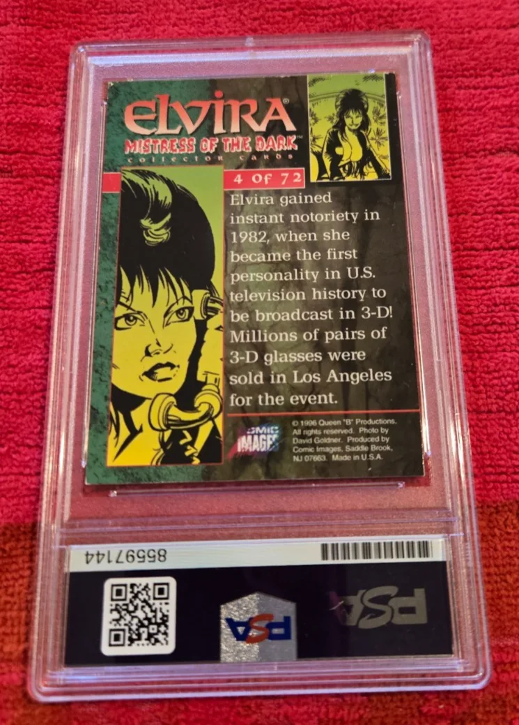 ELVIRA MISTRESS OF THE DARK — ELVIRA MISTRESS OF THE DARK AUTOGRAPHED CARD PSA / DNA AUTO GRADED PSA 10 GEM MT, изображение 4