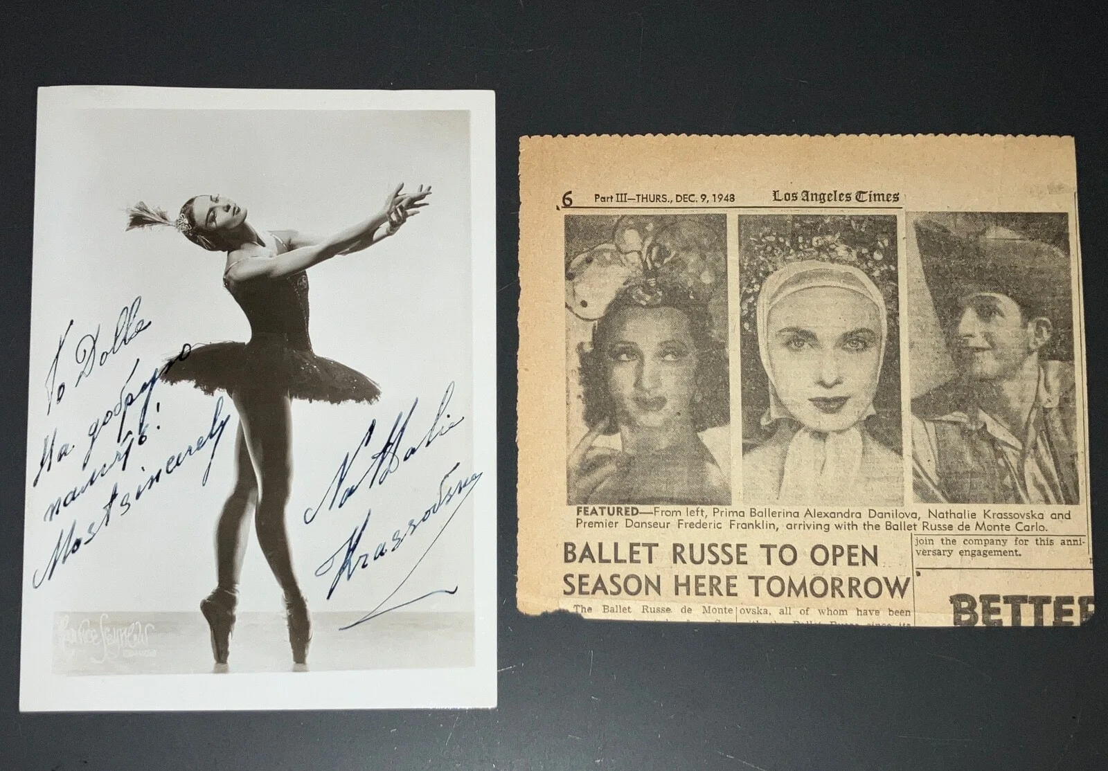 Vintage Estate Autographs/Programs/PIX ~Dancers, Ballerinas, Mimes, Movie Stars!, изображение 2