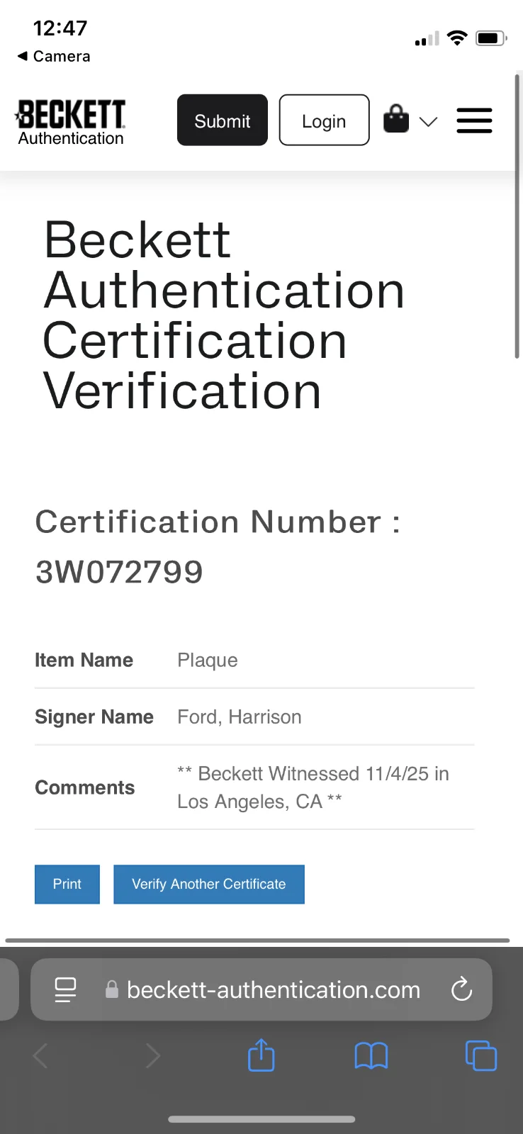 Harrison Ford — Harrison Ford Signed EFX Style Plaque. Indiana Jones. Beckett WITNESSED., изображение 5