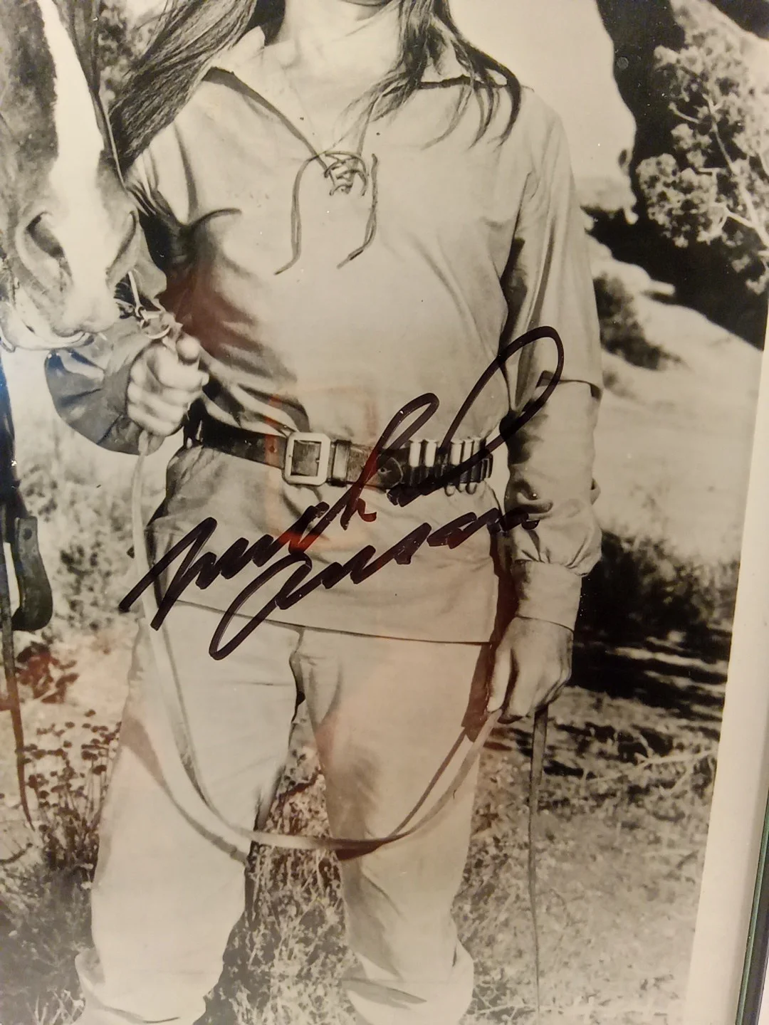 Michael Ansara With horse Framed Black and white Signed Photo, image 3