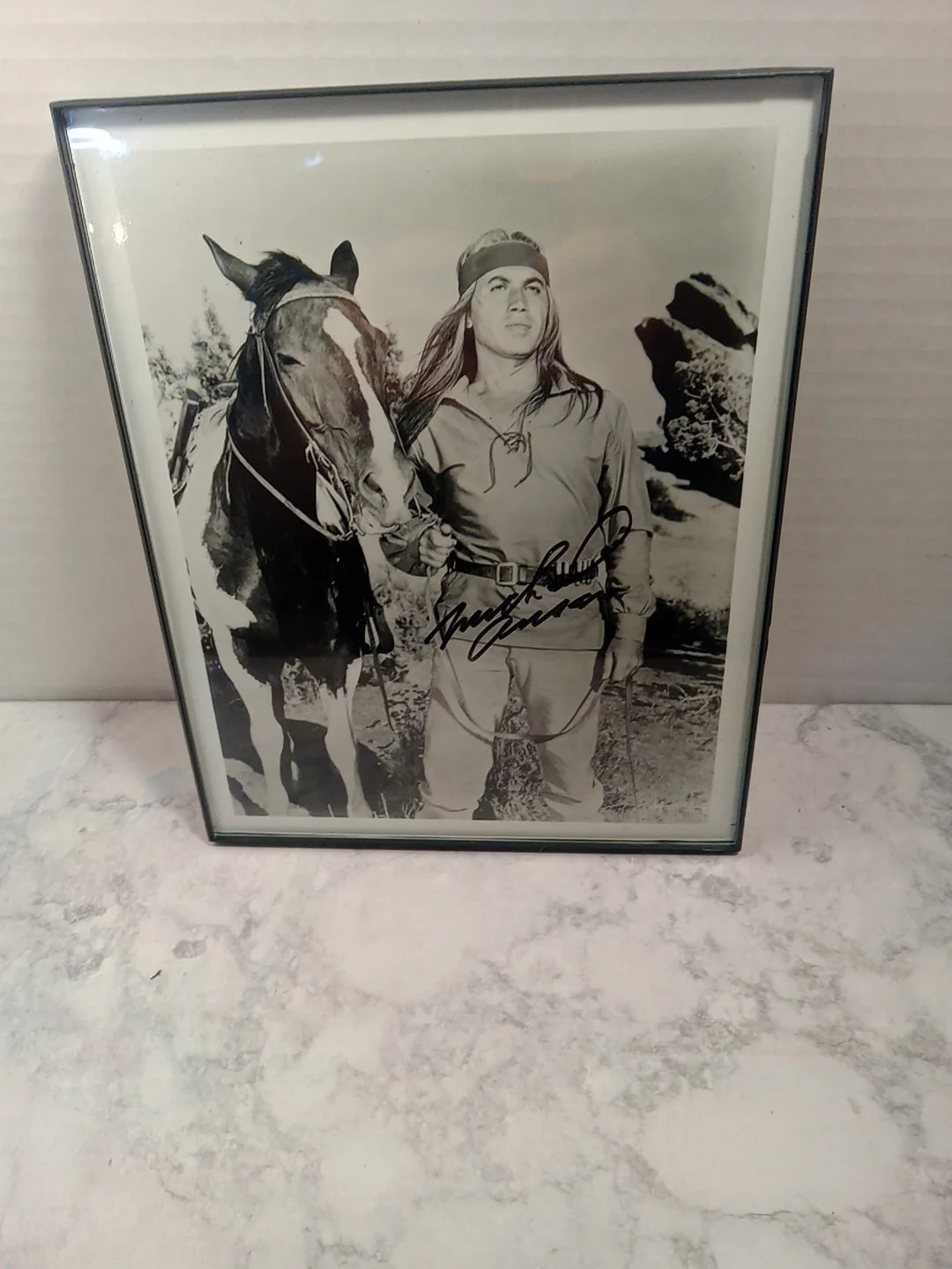 Michael Ansara With horse Framed Black and white Signed Photo, image 4