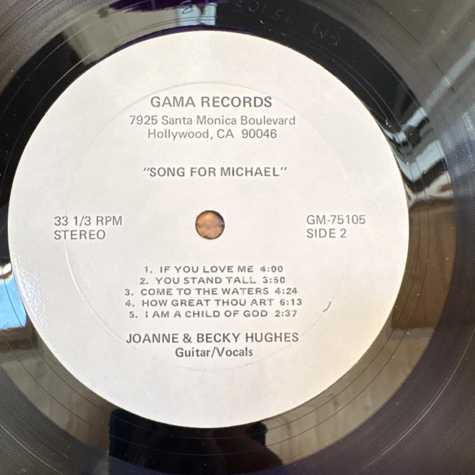 Joanne & Becky Hughes Song for Michael Vinyl LP Gama Records Autographed 1975, изображение 5