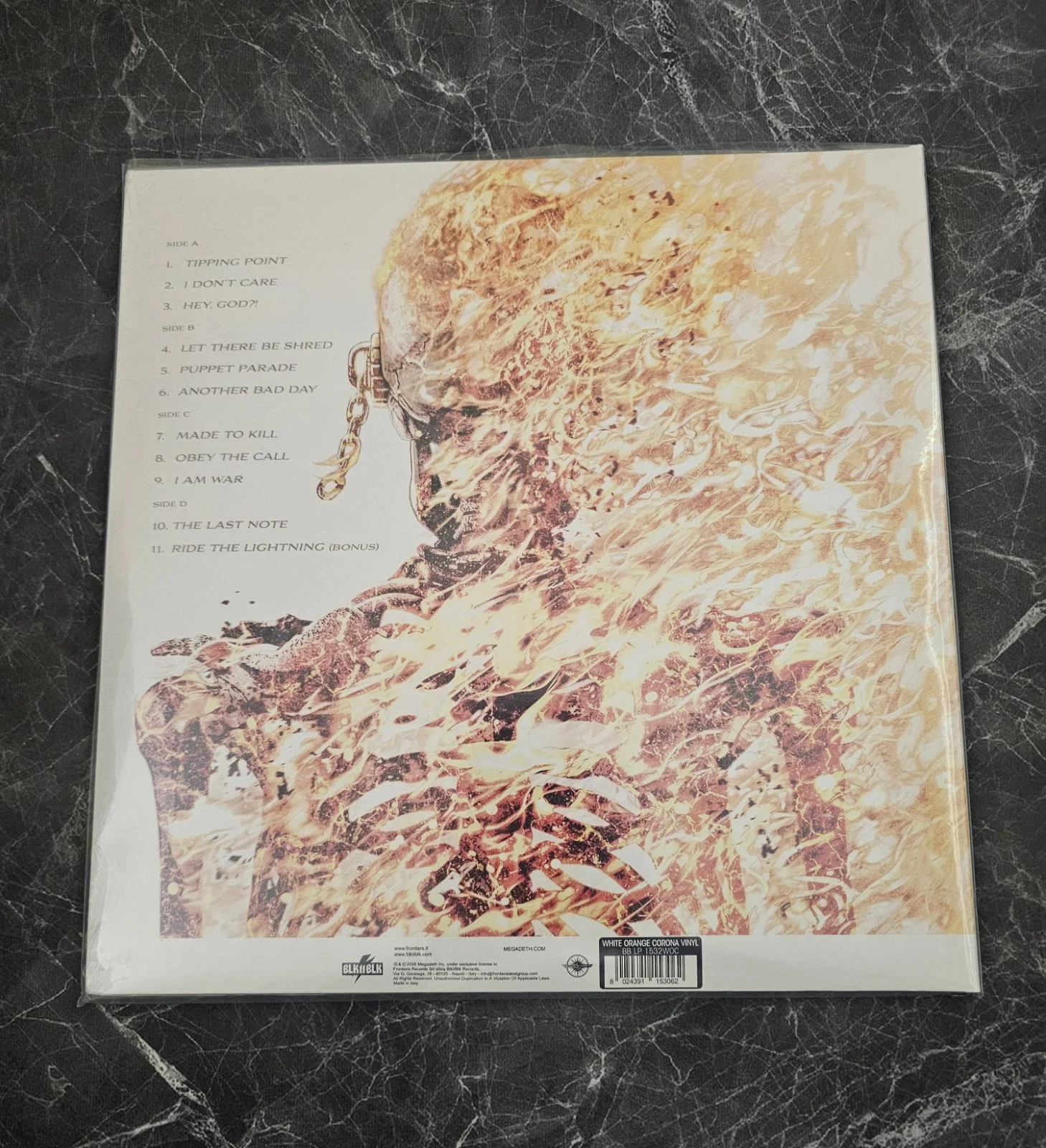 Megadeth Self-Titled White Orange Corona Colored 2LP Vinyl SIGNED INSERT, image 2