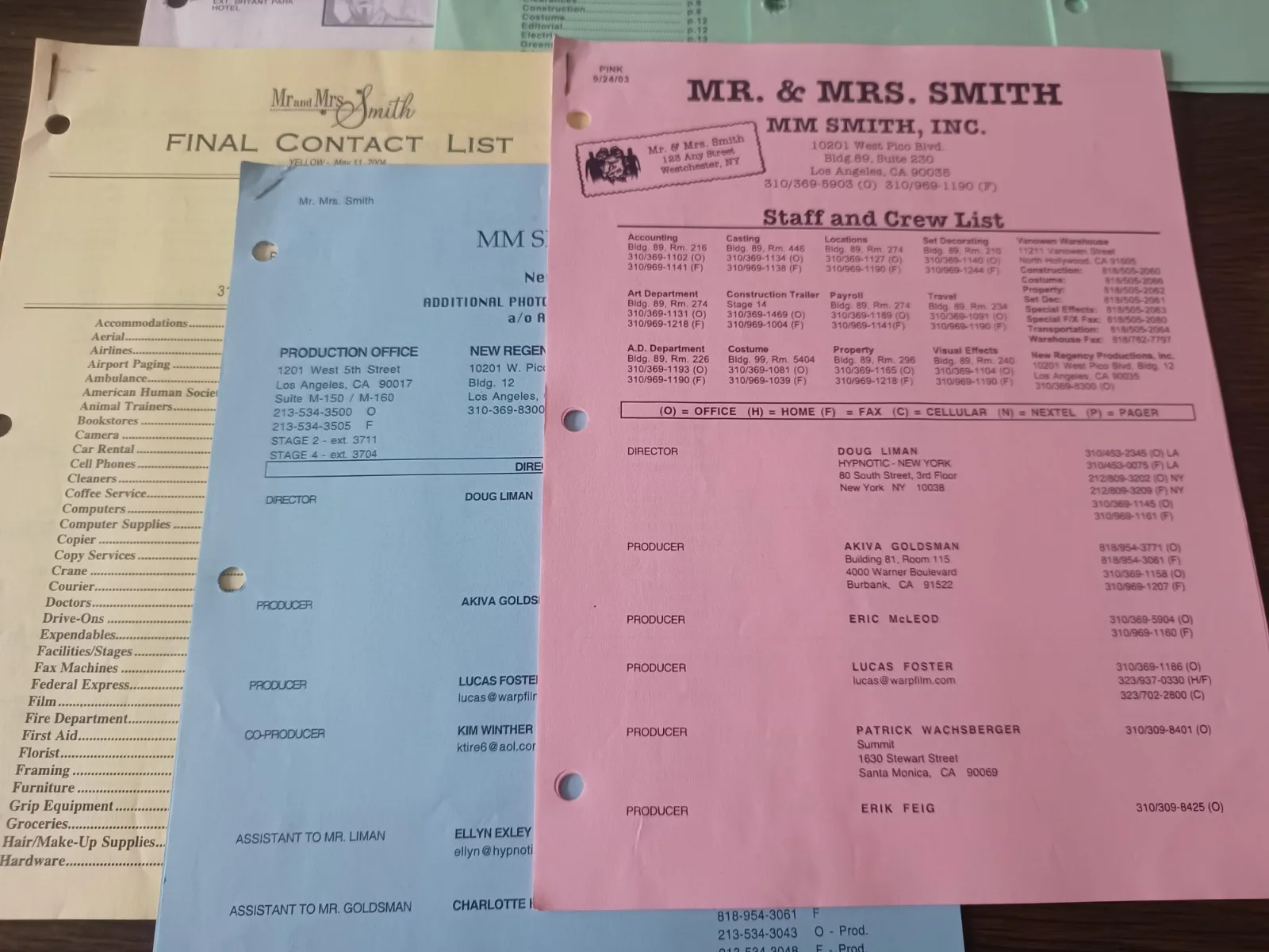 Mr & Mrs Smith (Brad Pitt) Cameraman Production Issued Script & Paperwork, image 2