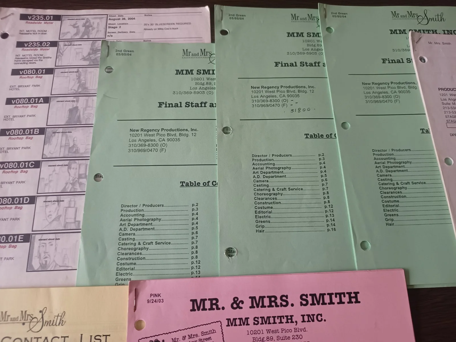 Mr & Mrs Smith (Brad Pitt) Cameraman Production Issued Script & Paperwork, image 3