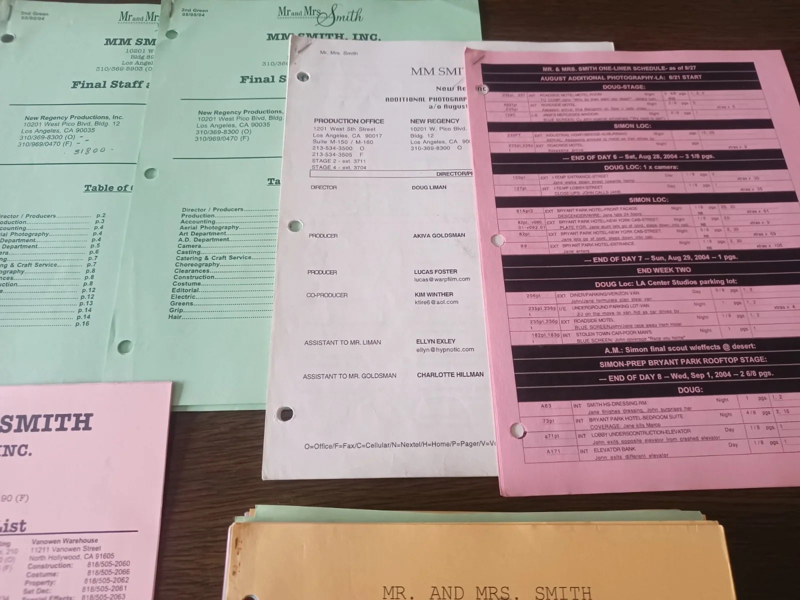 Mr & Mrs Smith (Brad Pitt) Cameraman Production Issued Script & Paperwork, image 4