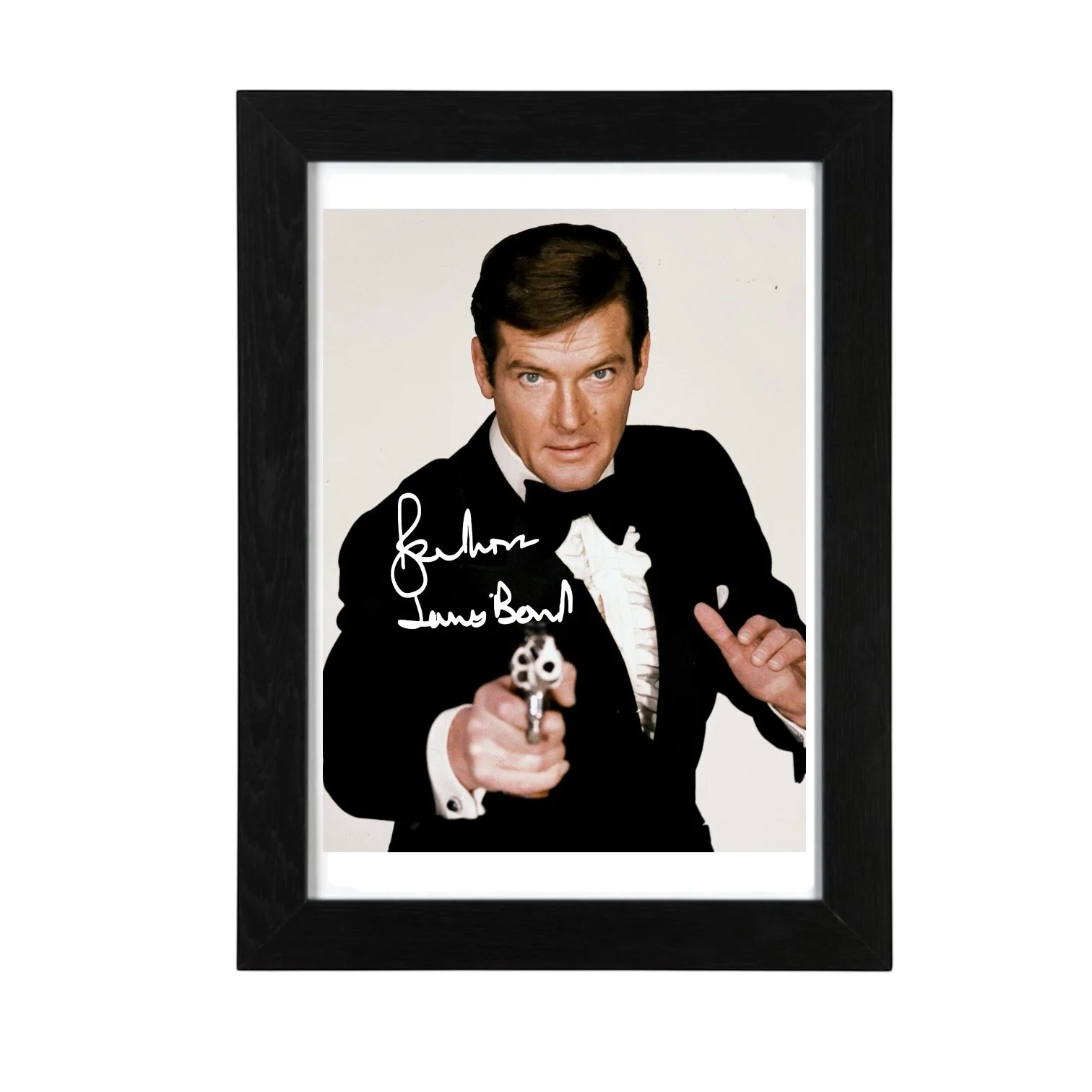 Roger Moore Signed Autograph PHOTO Pre Print 6x4/A4/ Framed James Bond 007, image 3