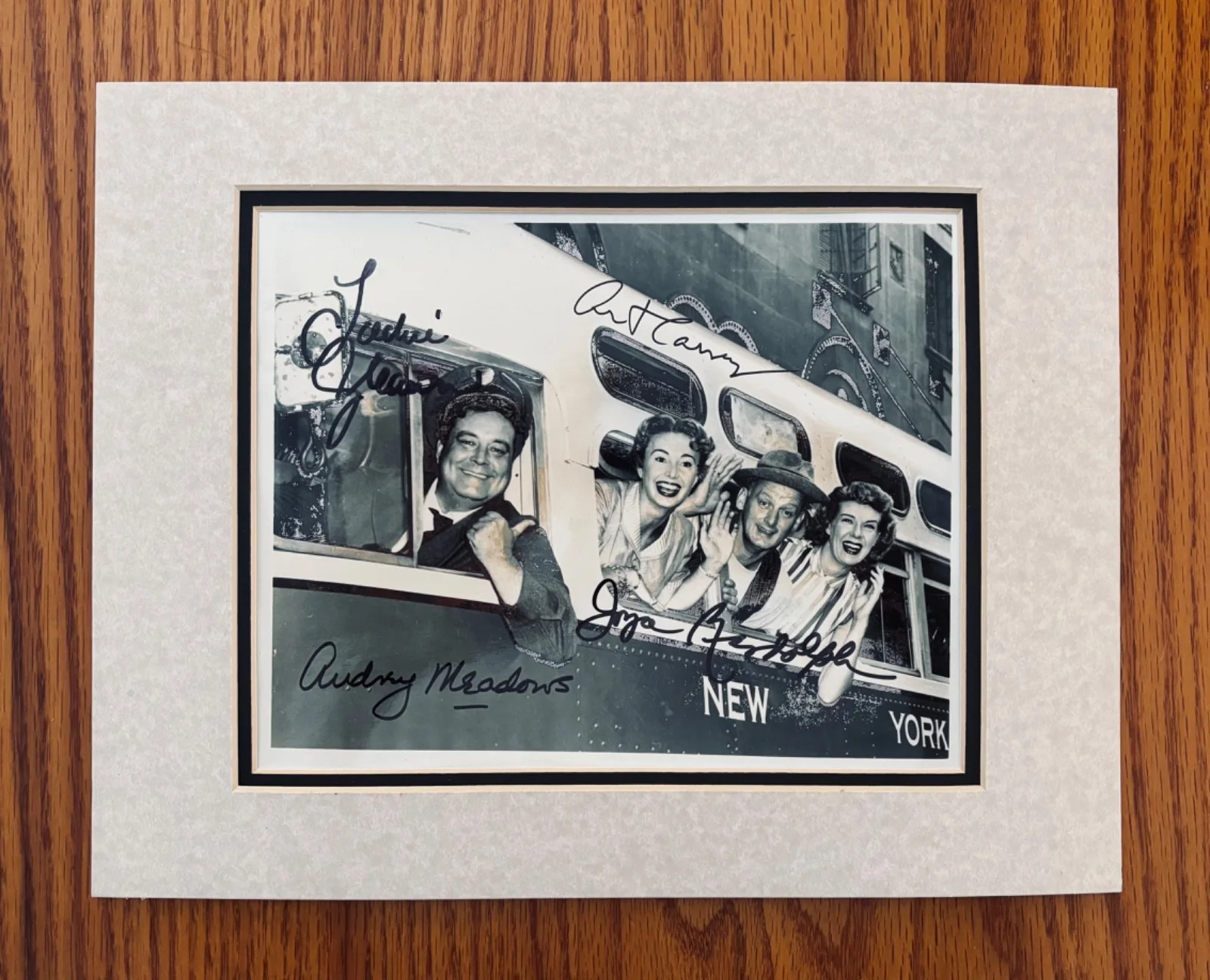 Jackie Gleason, Art Carney, Audrey Meadows & Joyce Randolph — THE HONEYMOONERS Signed Matted Vintage Photograph By Jackie, Art, Joyce & Audrey