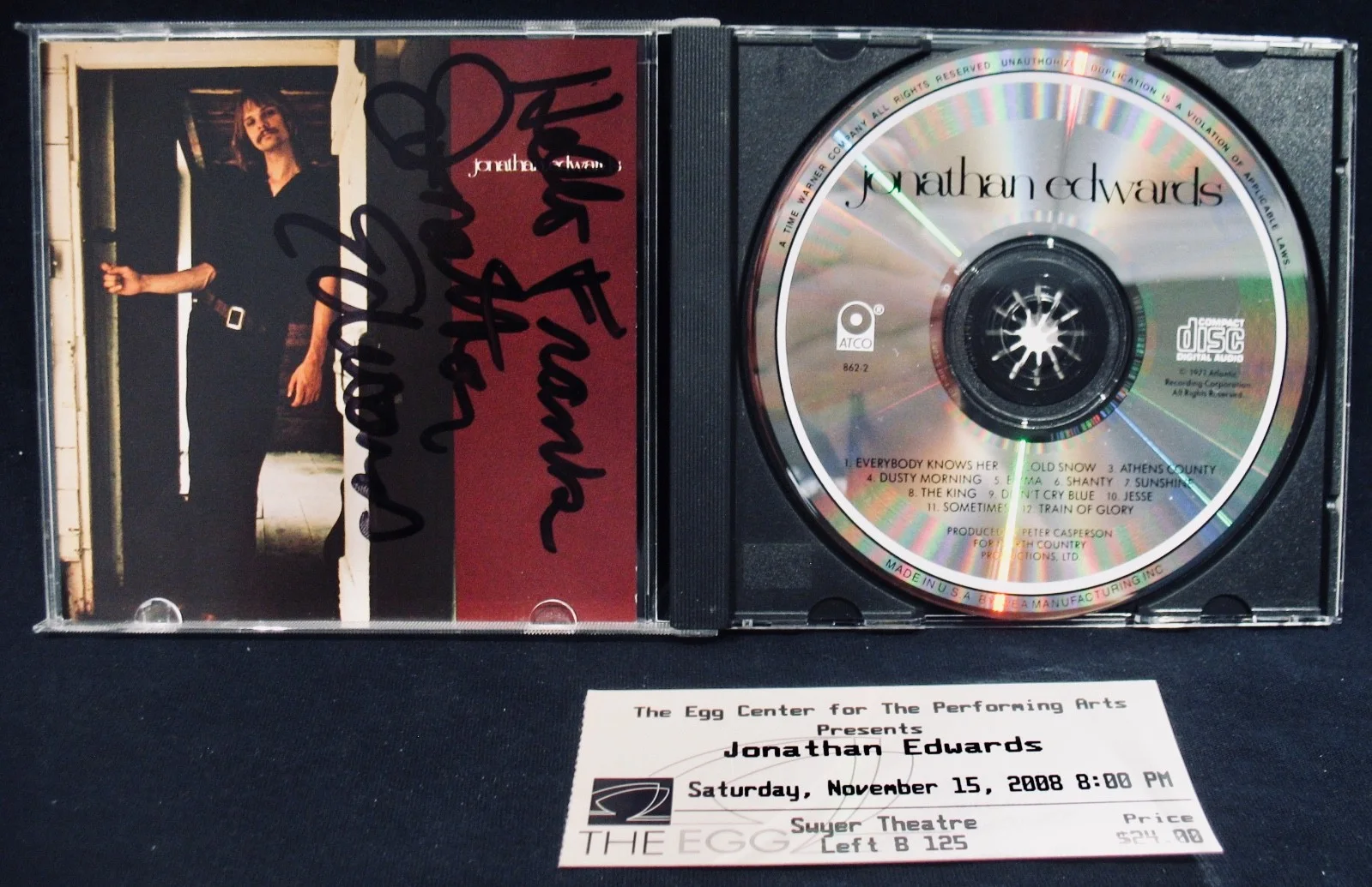 JONATHON EDWARDS ✦ Rare Signed CD w/Concert Ticket~ATCO #862-2, image 2