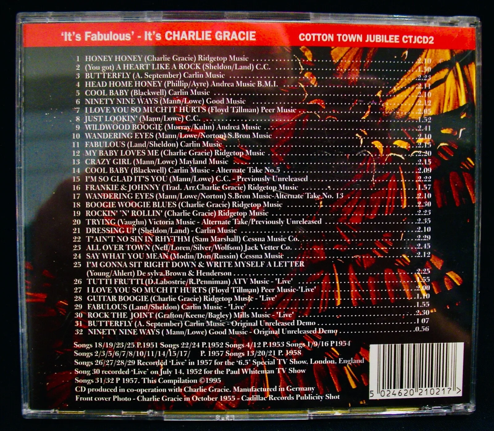 CHARLIE GRACIE~Autographed IT'S FABULOUS IT'S CHARLIE GRACIE~Mint Rockabilly CD, image 3